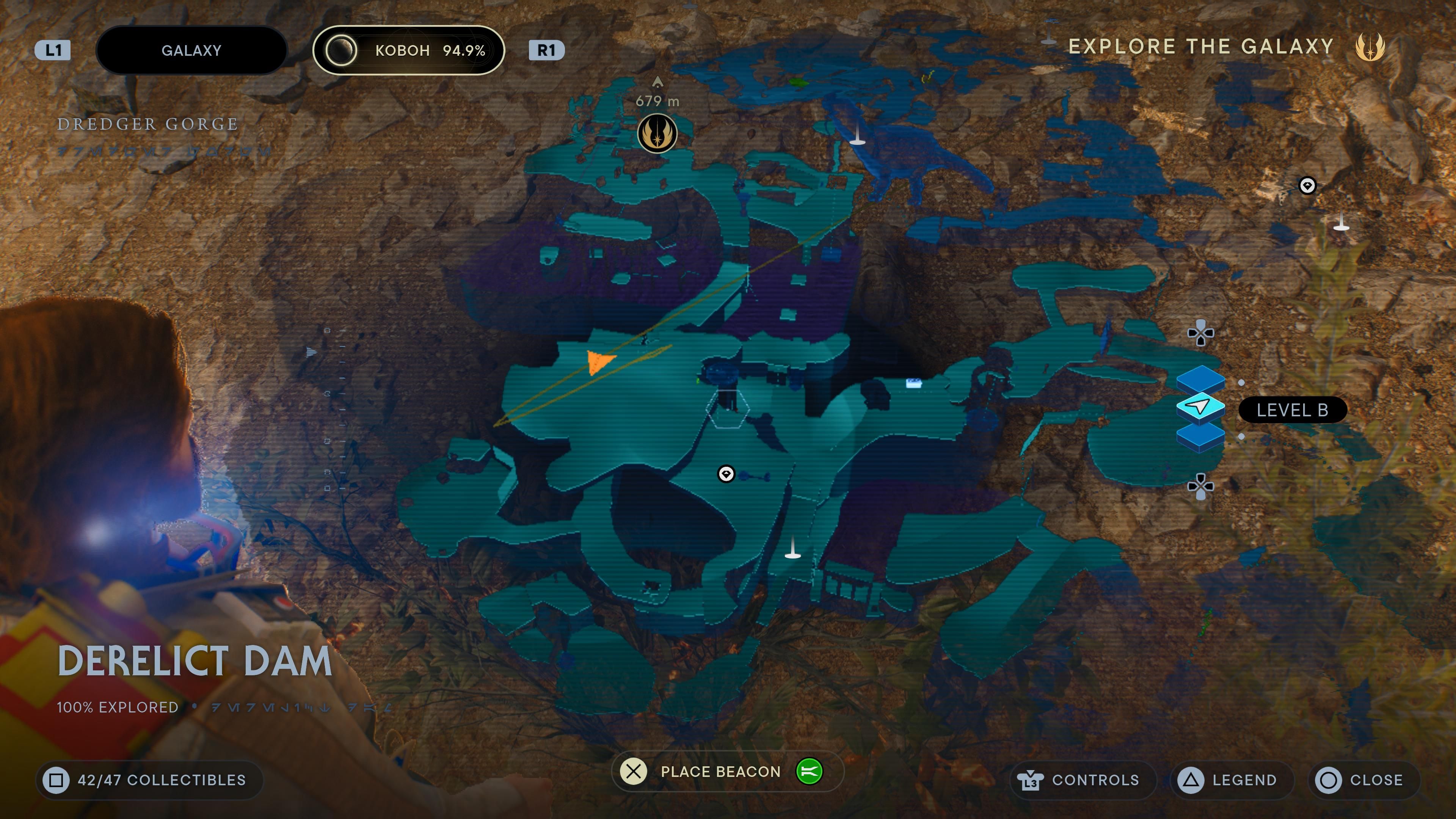 Map location of a Force Tear in the Derelict Dam in Jedi Survivor