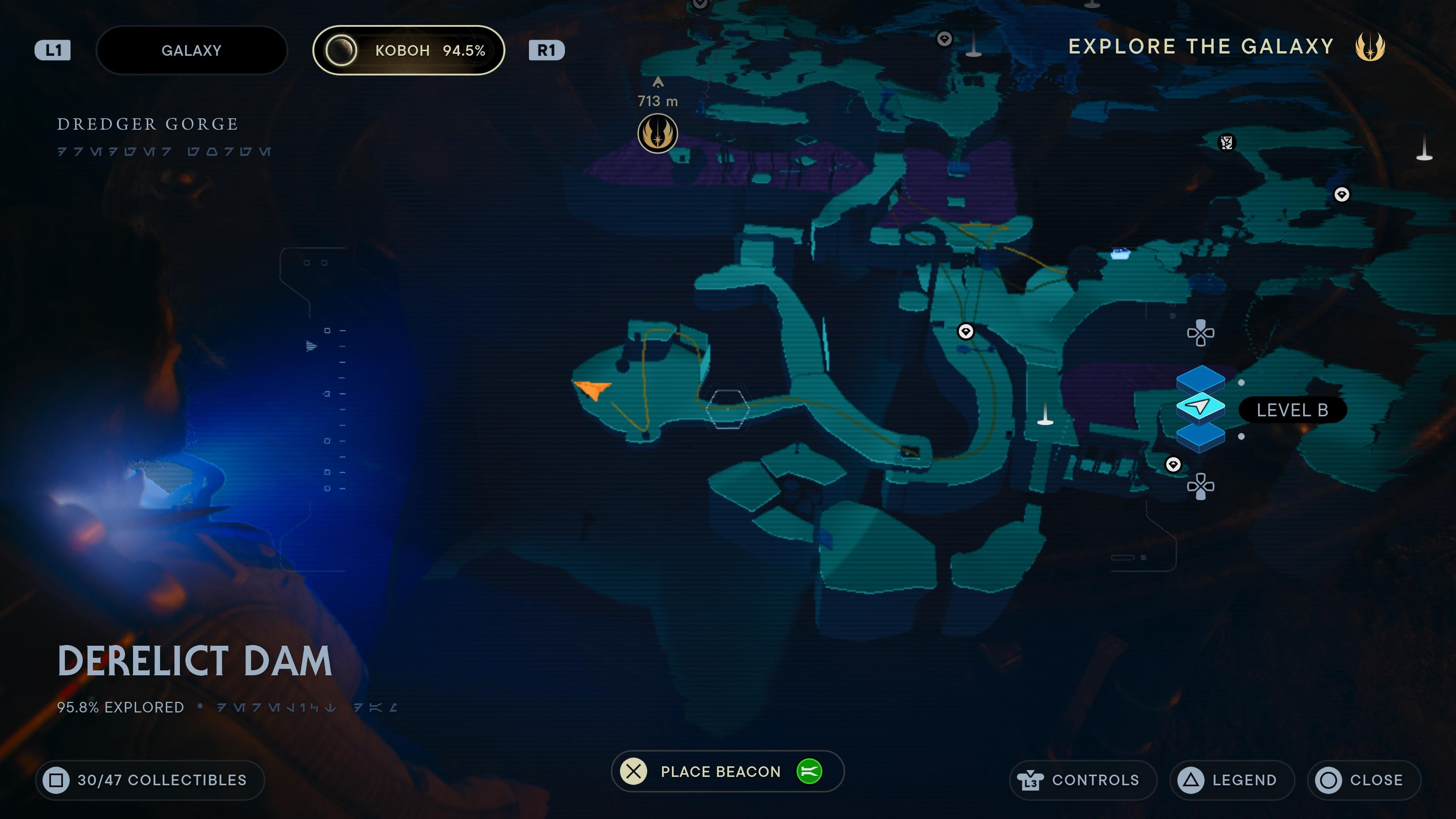 Map location of a priorite shard in Vashtan Wolfe's lair in Jedi Survivor