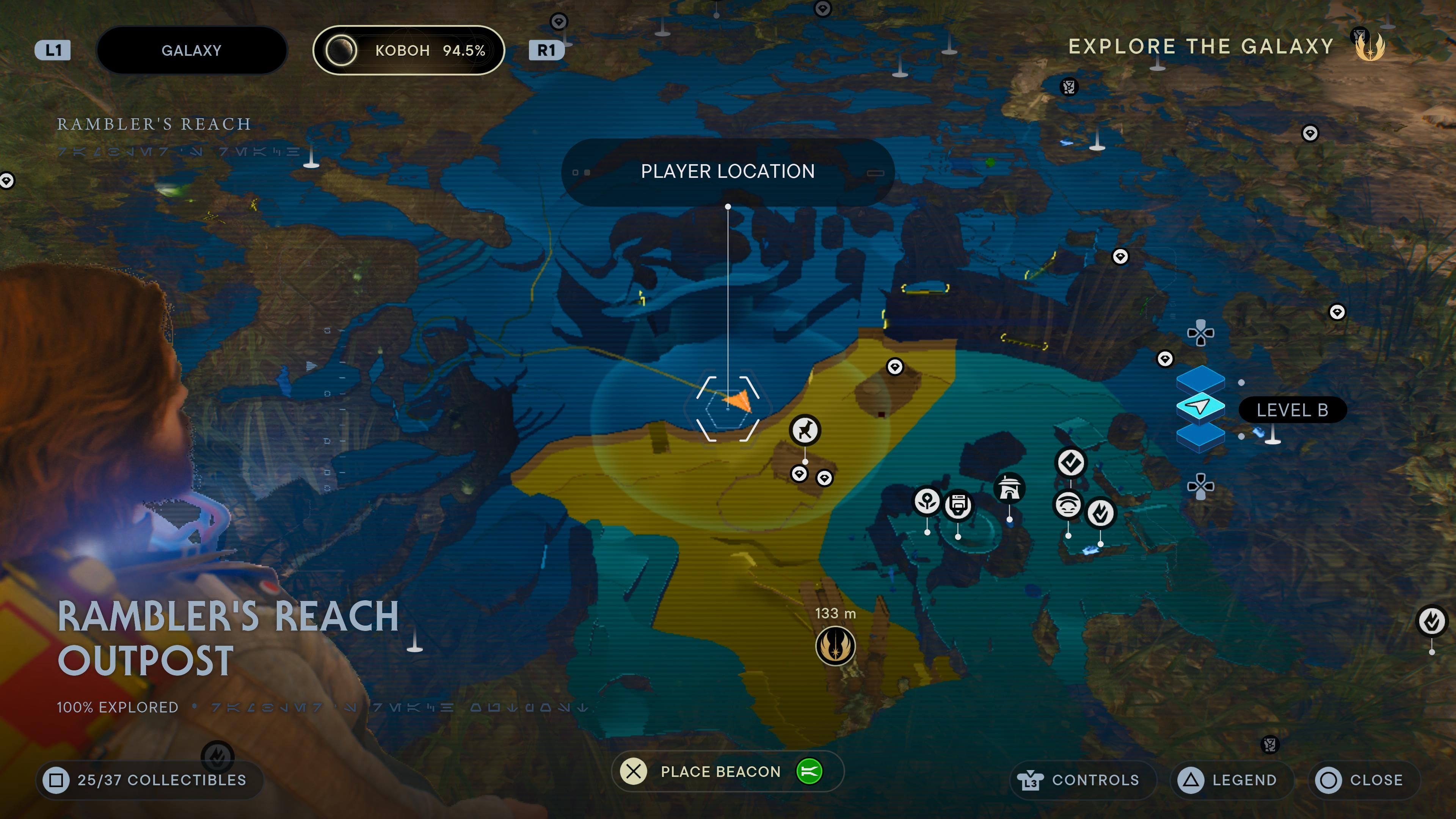 Map location of a seed pod near Rambler's Reach in Jedi Survivor