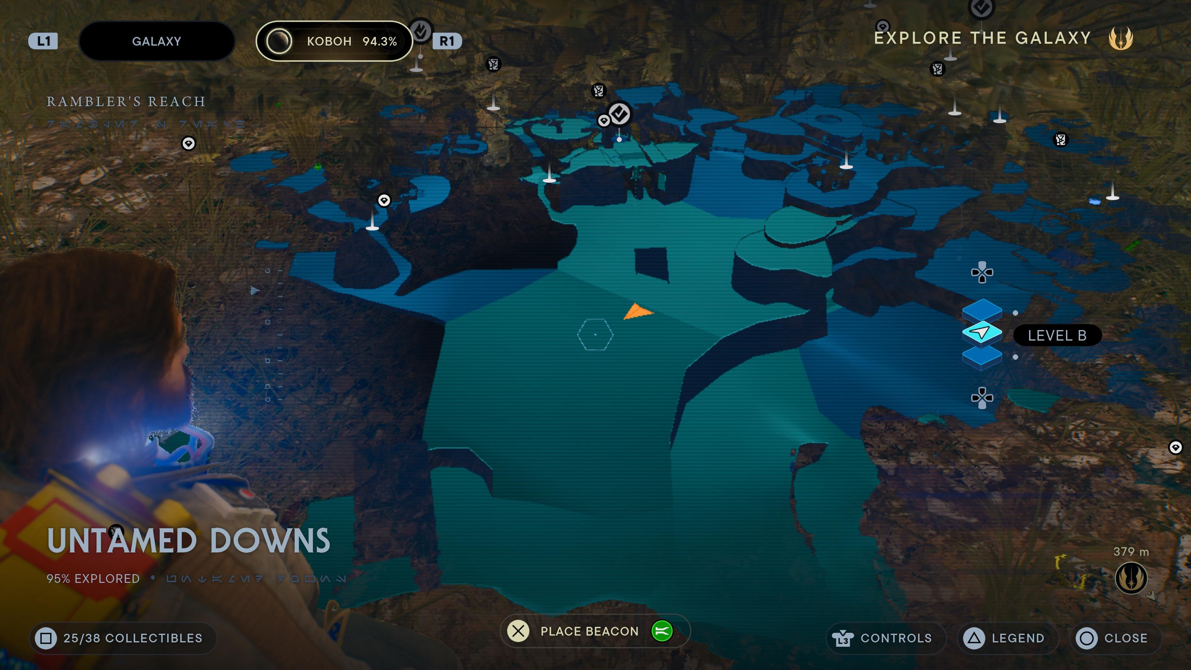 Map location of a seed pod near the crashed ship in the untamed downs in Jedi Survivor