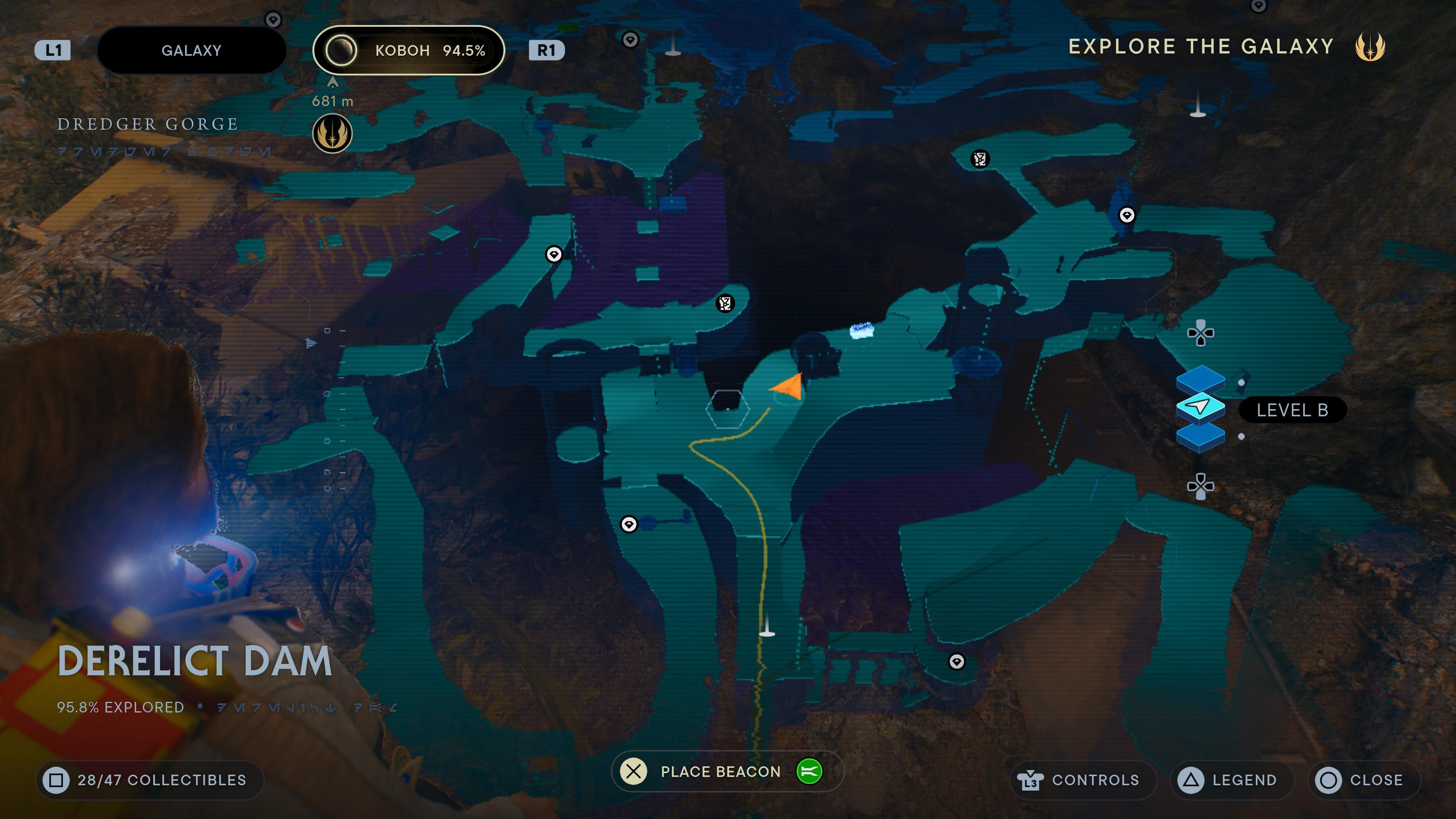Map location of a Seed Pod under a red wheel in Jedi Survivor