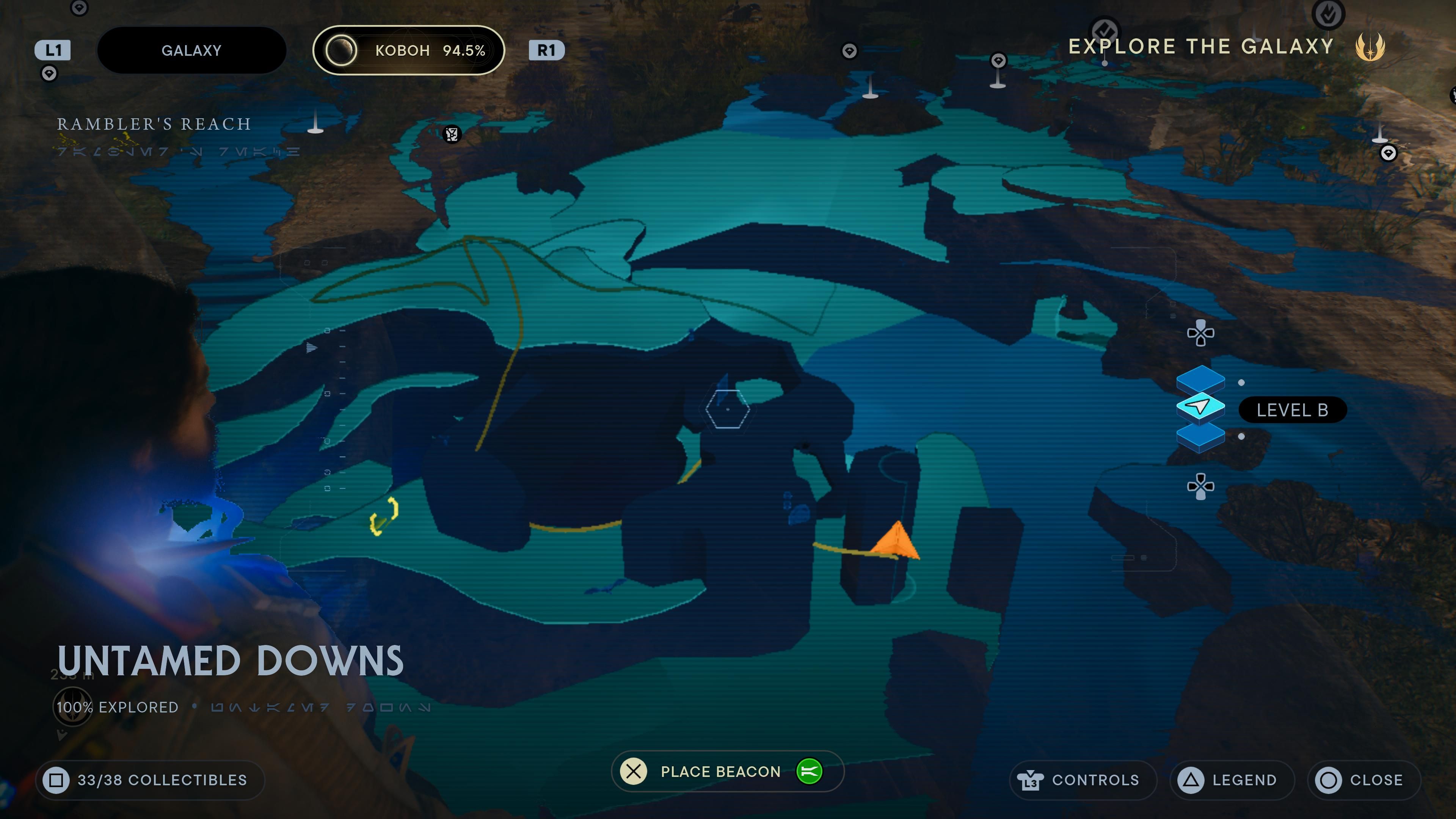 Map location of a treasure on a pillar in Jedi Survivor