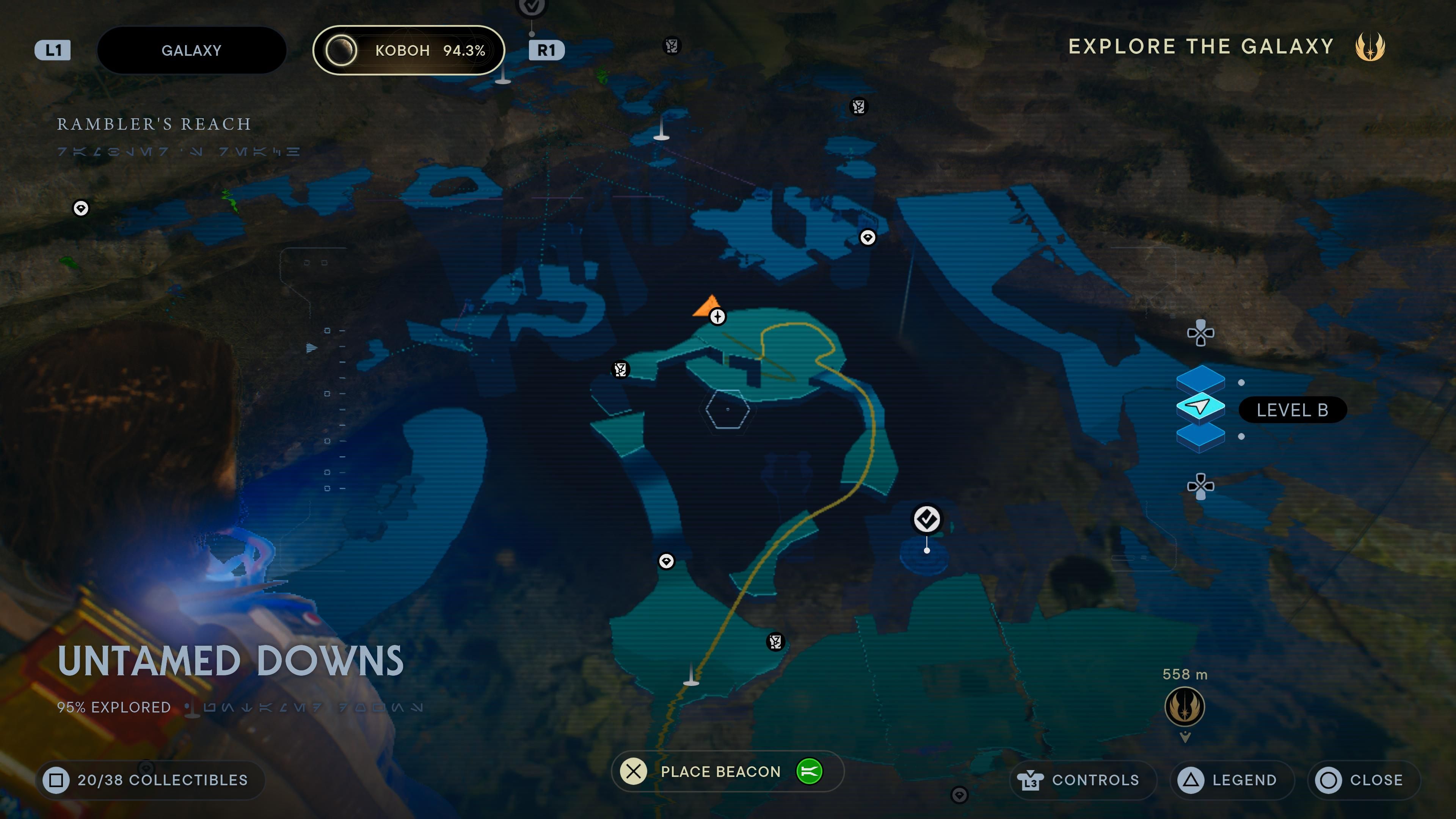 Map location of Force Essence in a creature den in the Untamed Downs in Jedi Survivor