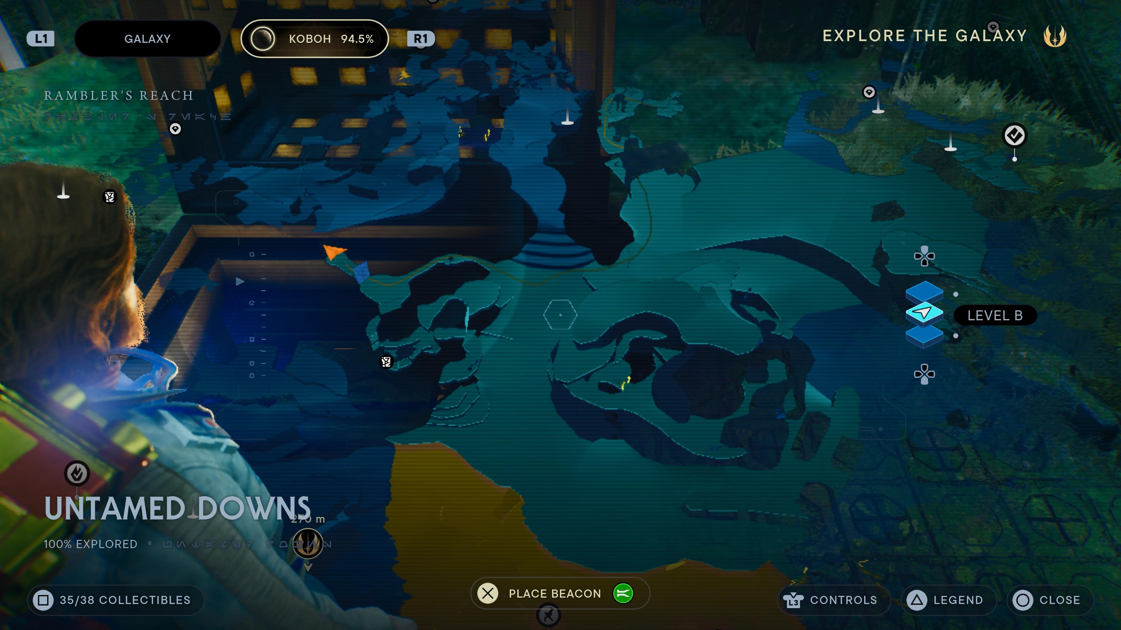 Map location to a chest with a lightsaber in Untamed DOwns in Jedi Survivor