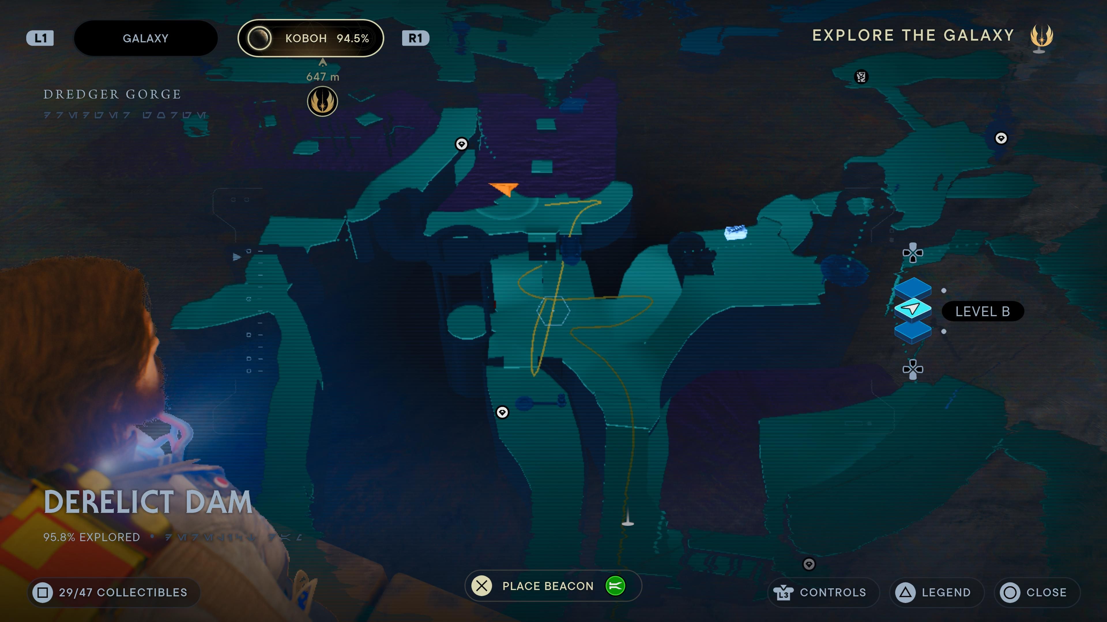 Map of a BD-1 scan point for the tar pit in Jedi Survivor