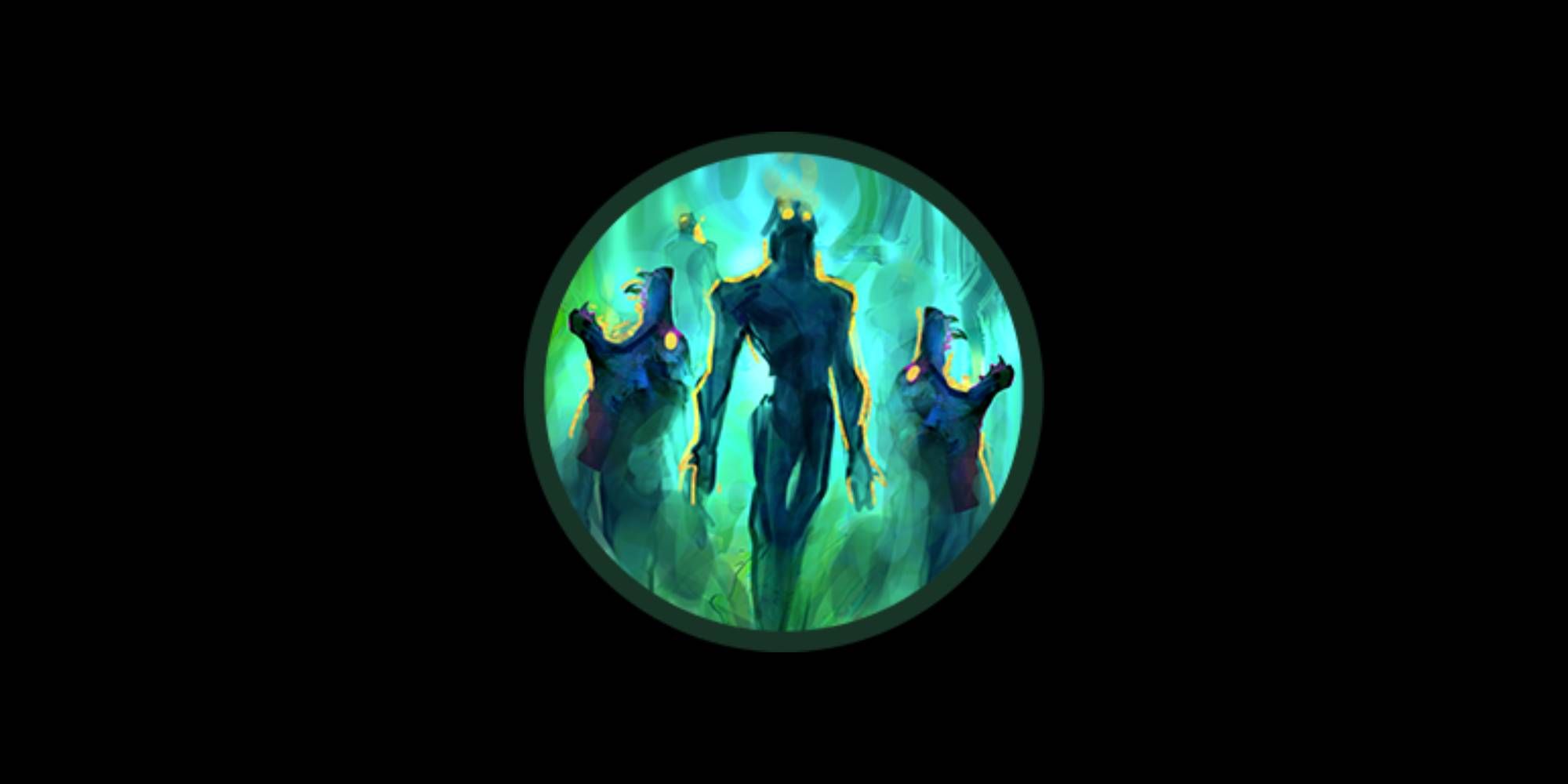 The Mass Rejuvenation icon in Age of Wonders 4 shows a man looking upward, surrounded by two wolves doing the same.