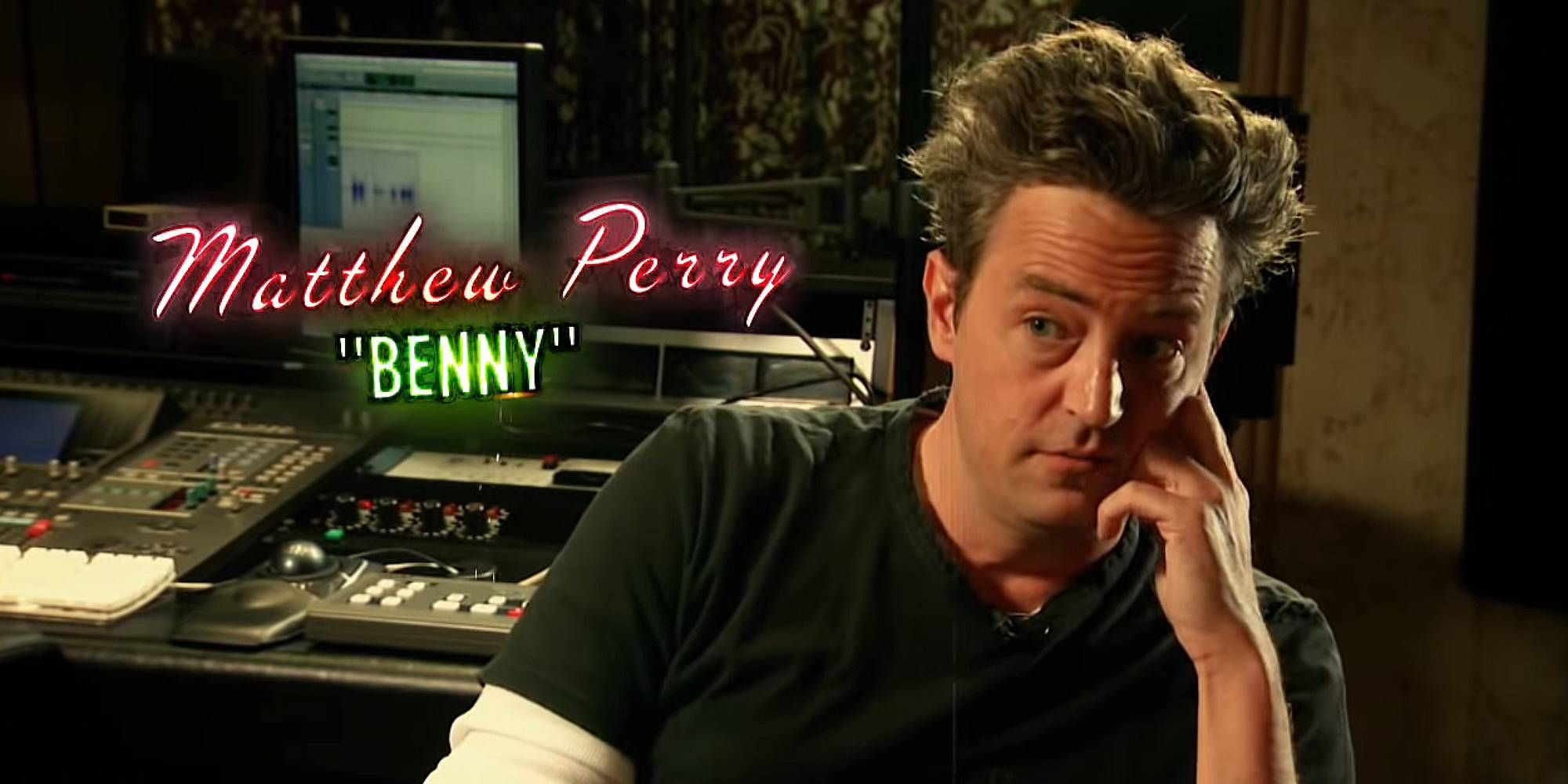 Matthew Perry sitting at behind the scenes for Fallout: New Vegas