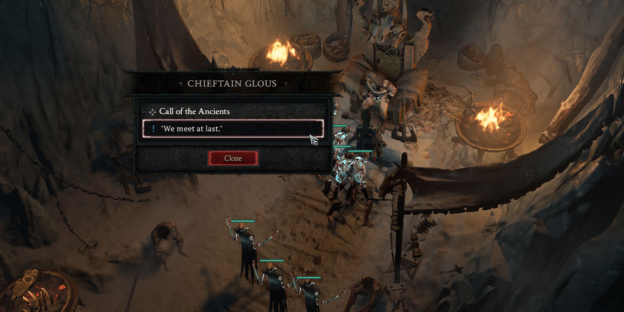 meeting the chieftain in the call of the ancients quest