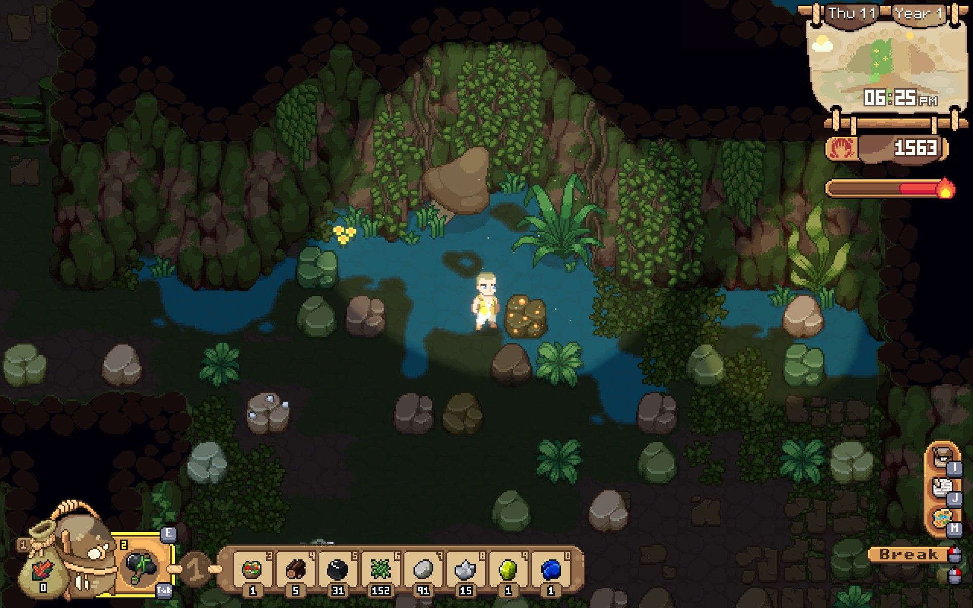 A rock full of gems inside the cave.