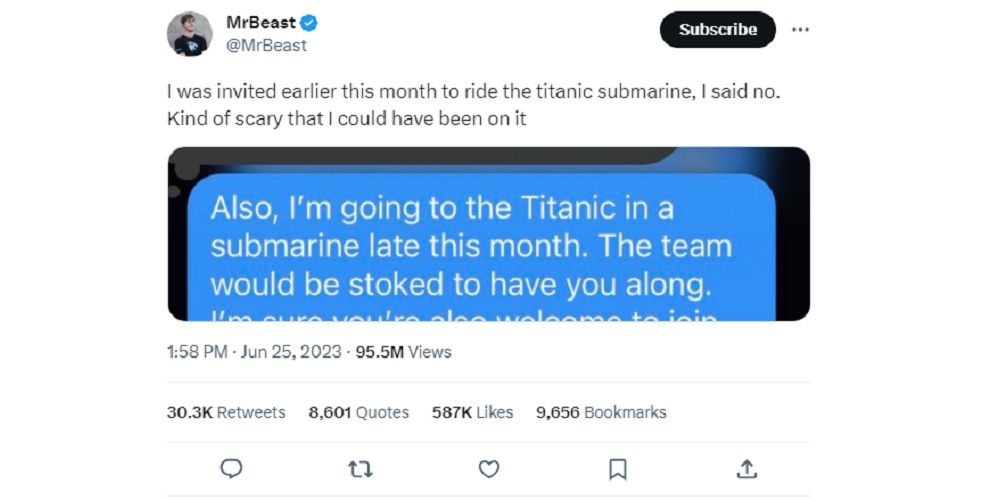 mrbeast titanic tweet