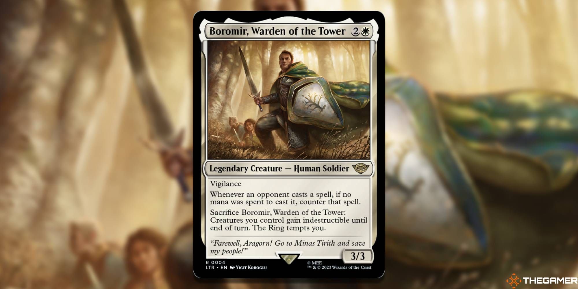 MTG Boromir, Warden Of The Tower card and art background