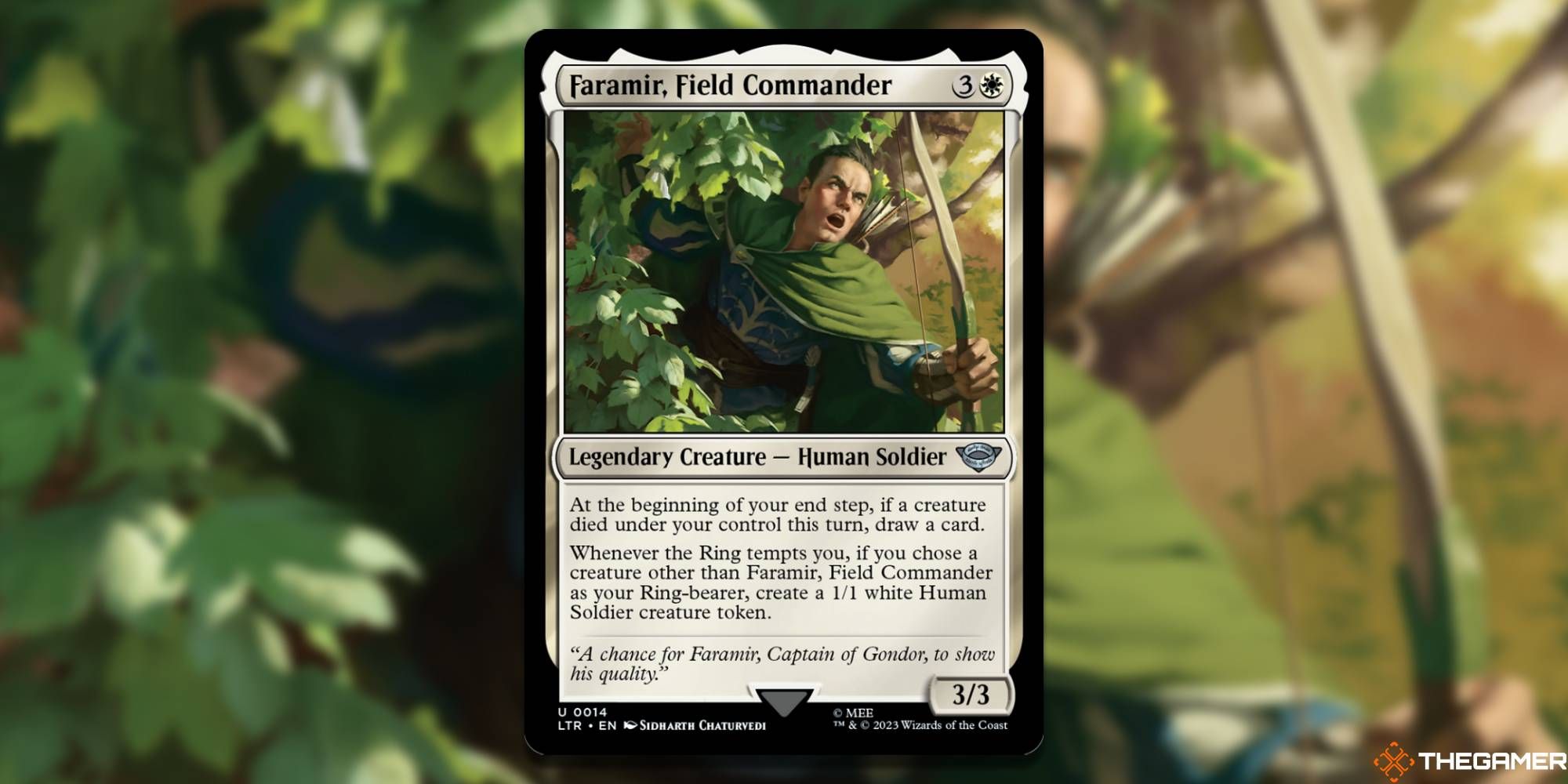 MTG Faramir, Field Commander card and art background