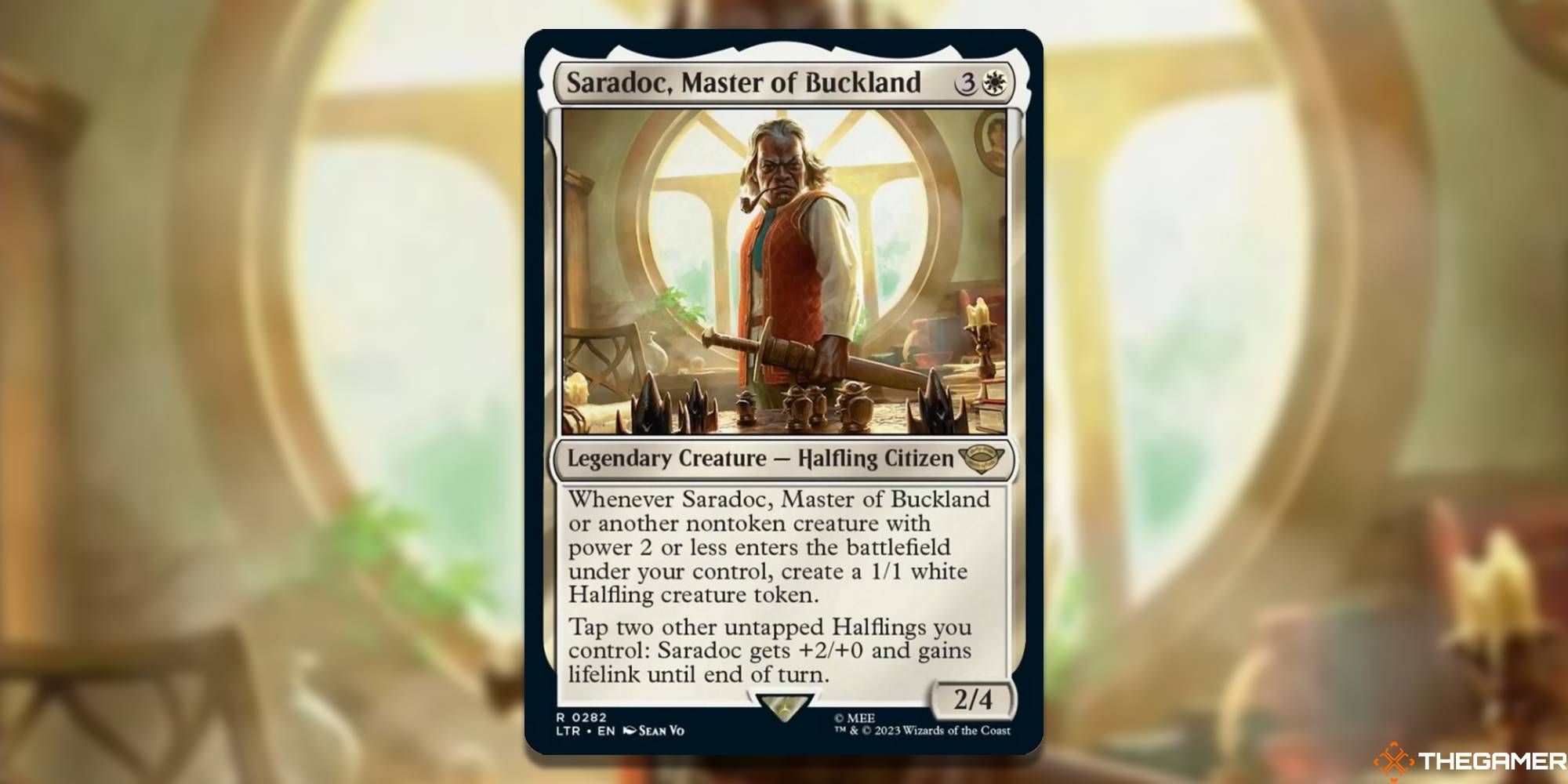 MTG Saradoc, Master Of Buckland card and art background