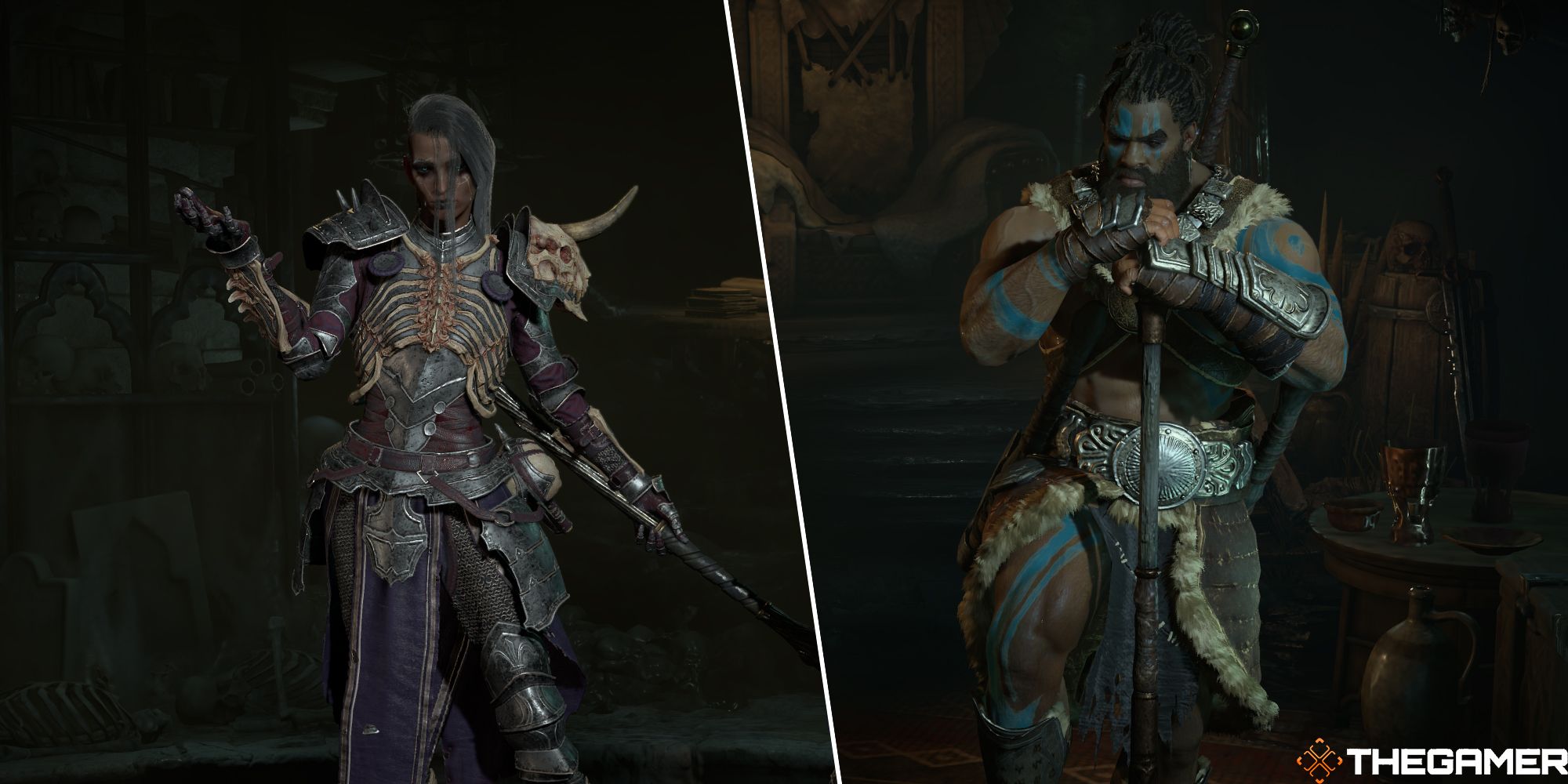 necromancer and barbarian split image