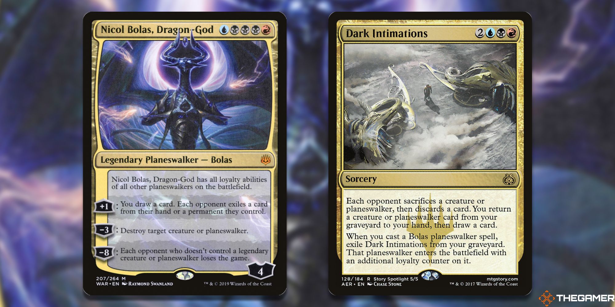 MTG: Nicol Bolas, Dragon-God and Dark Intimations cards