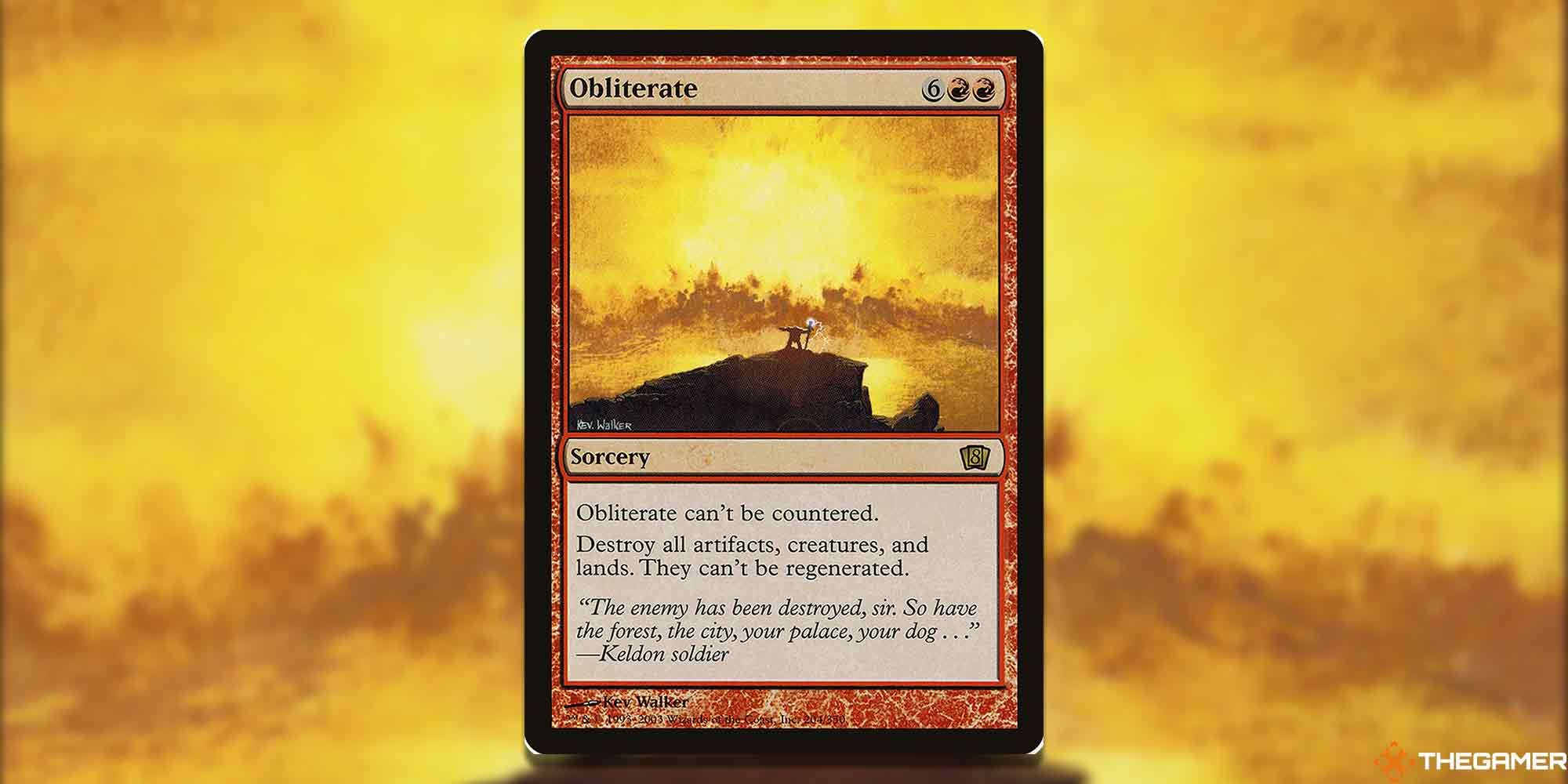 Obliterate card and artwork from Magic: The Gathering.