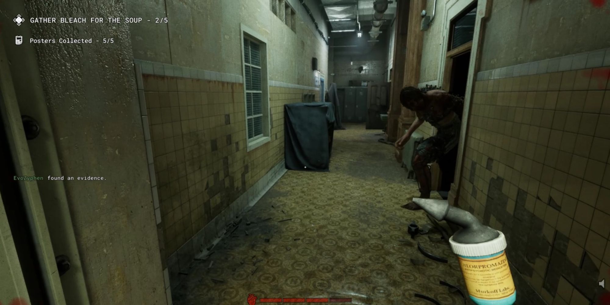 outlast trials player holding antidote with big grunt in door way