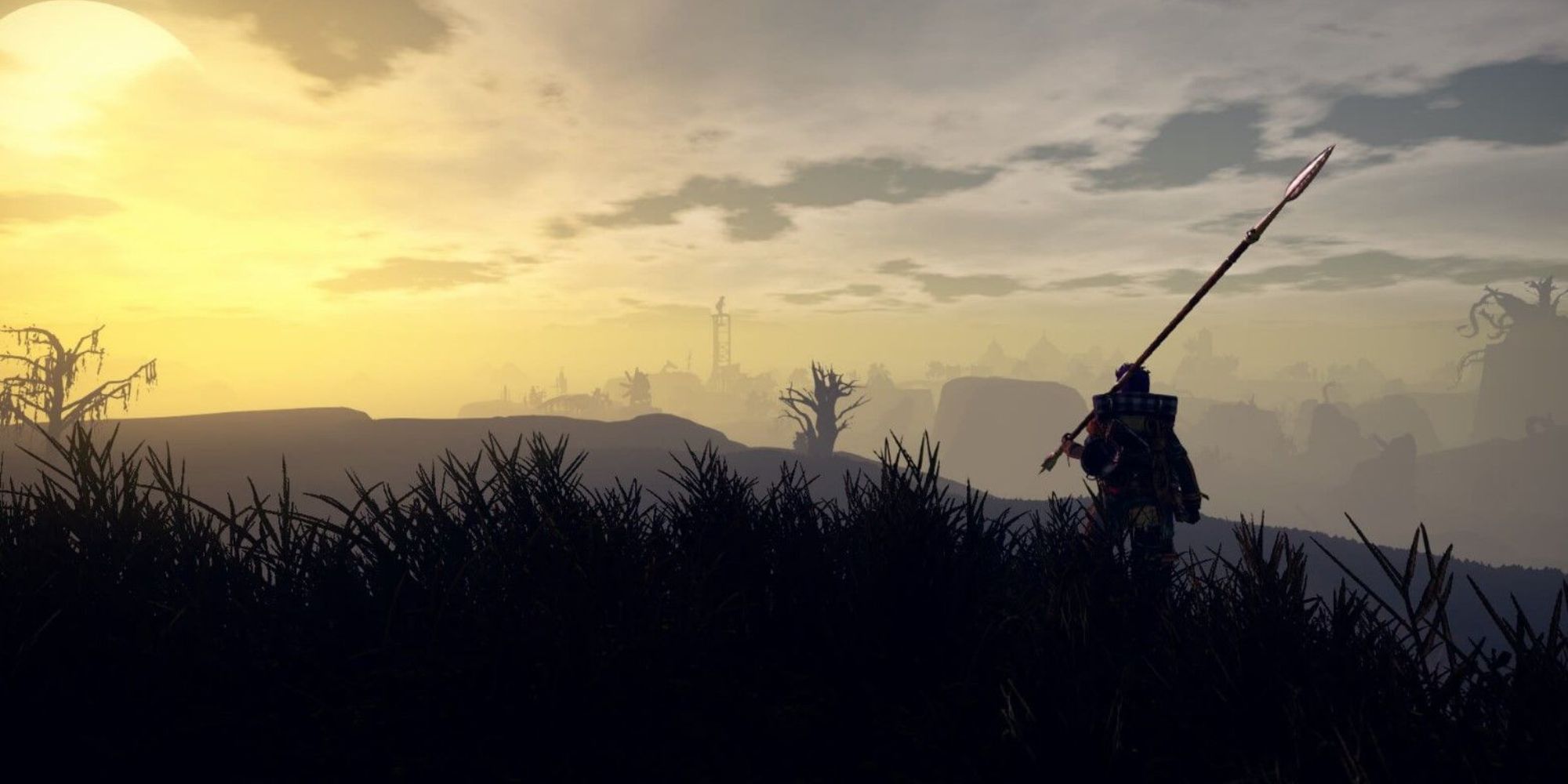 The sun rises over our character in Outward