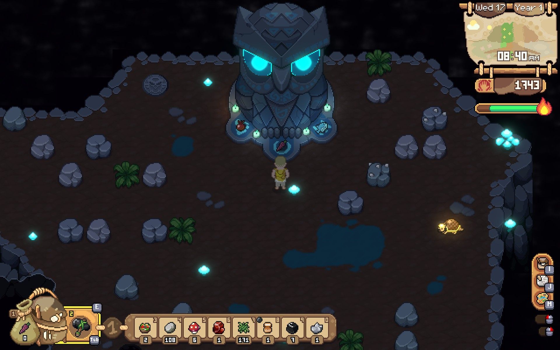 The Owl Totem inside the cave.