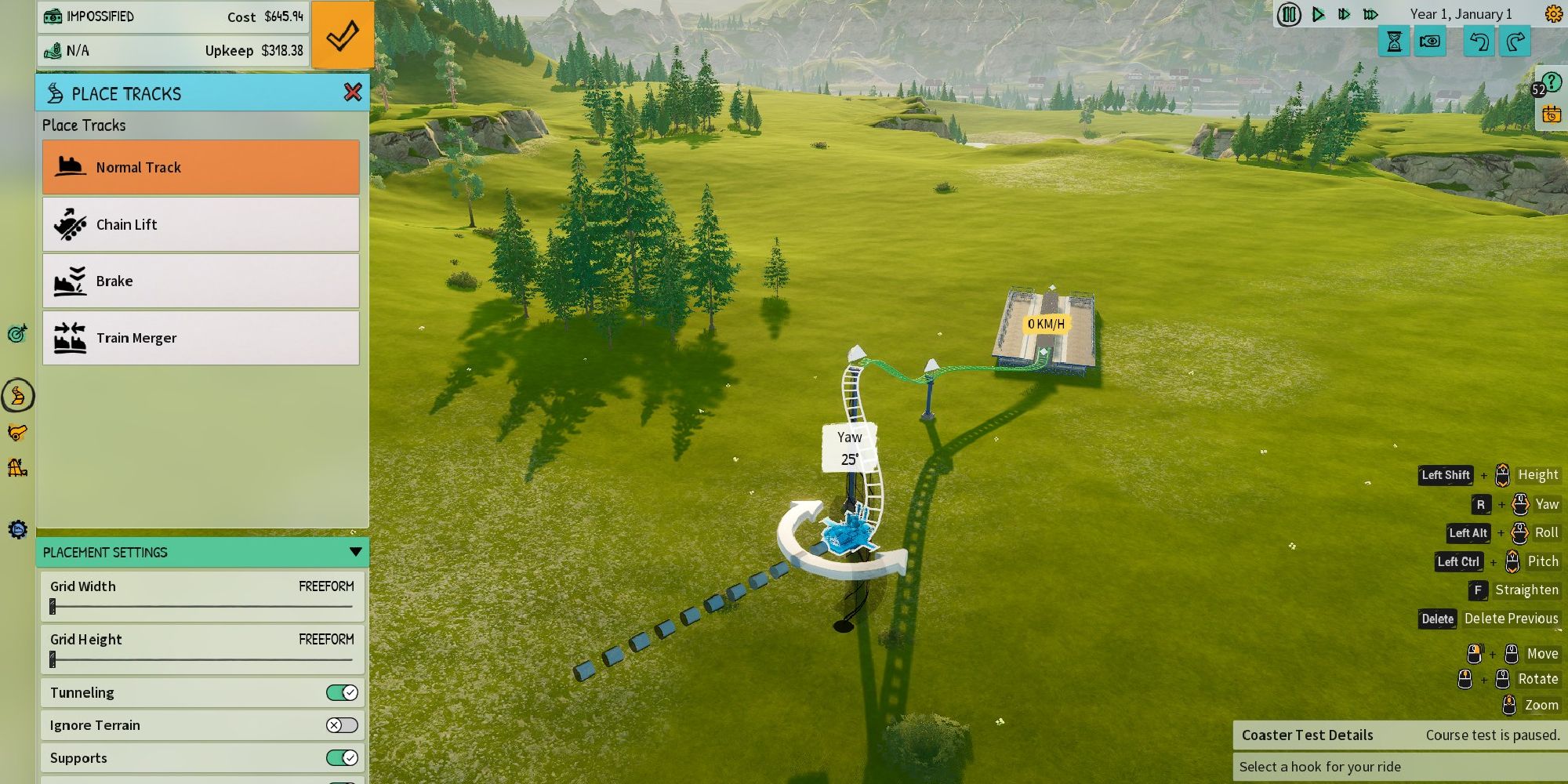 park beyond adjusting yaw of coaster