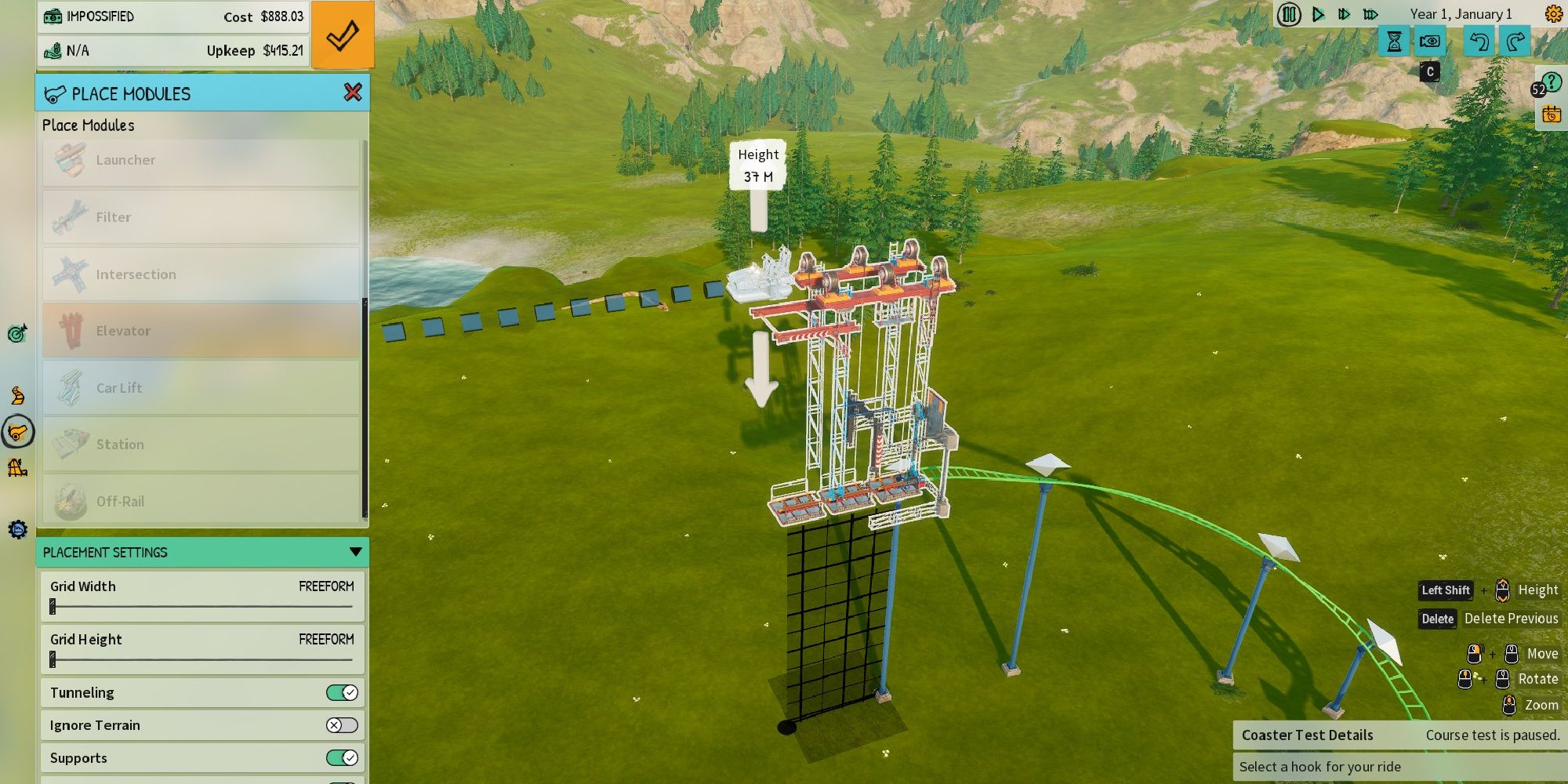 park beyond coaster elevator placement
