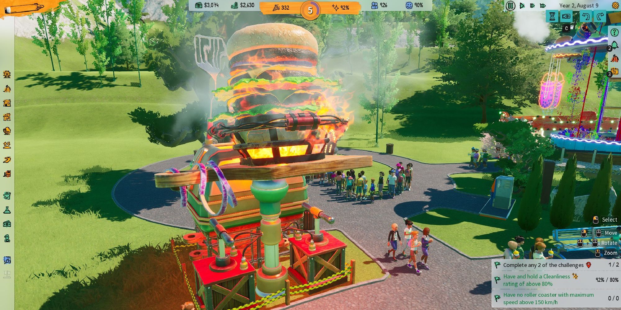 park beyond impossified hamburger shop close up