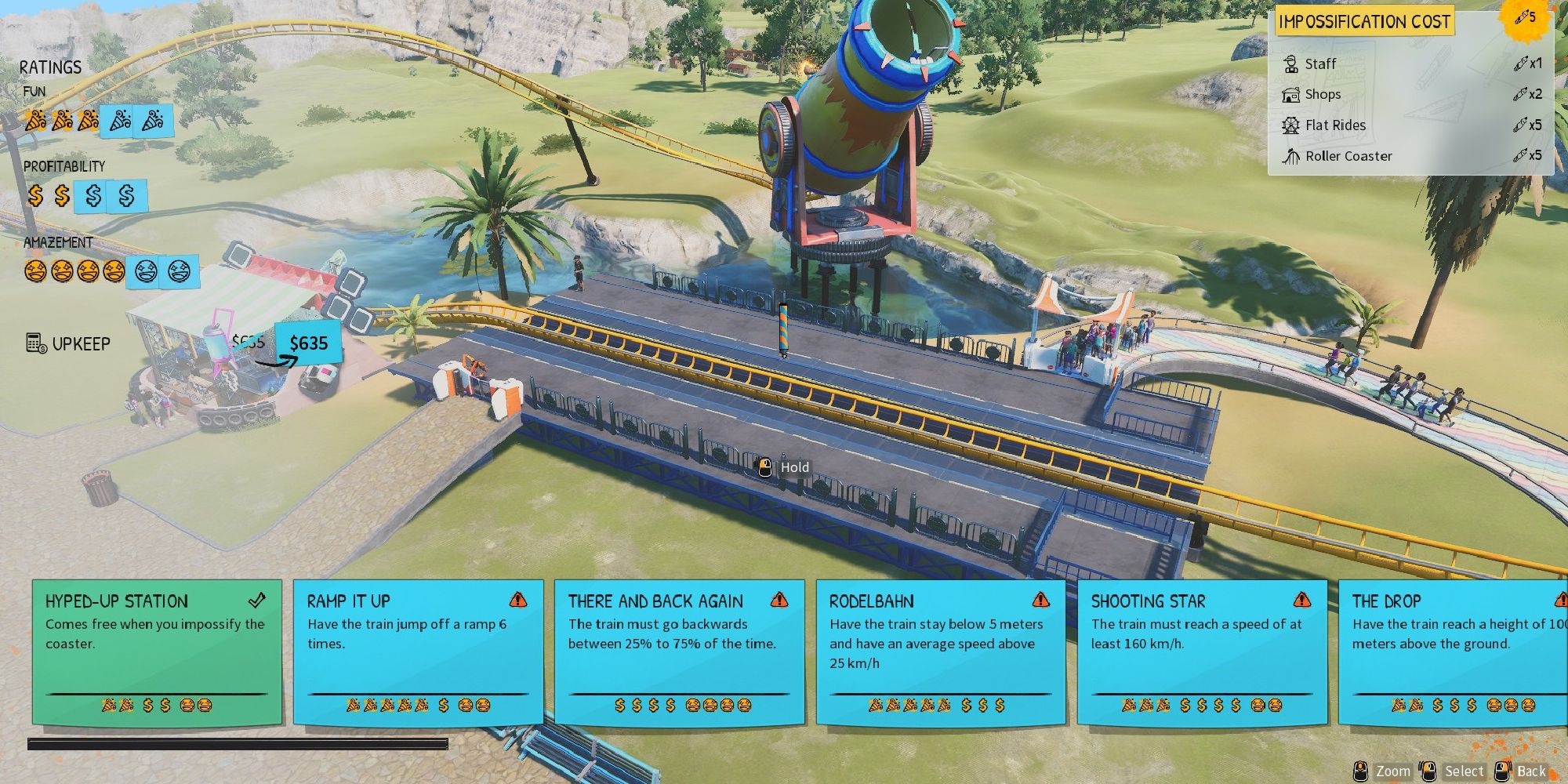 park beyond impossifying a roller coaster menu overlay with hook options