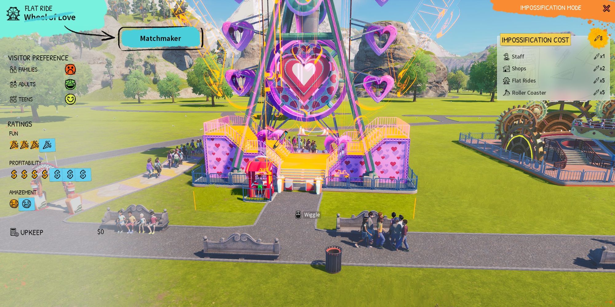 park beyond wheel of love impossification menu overlay