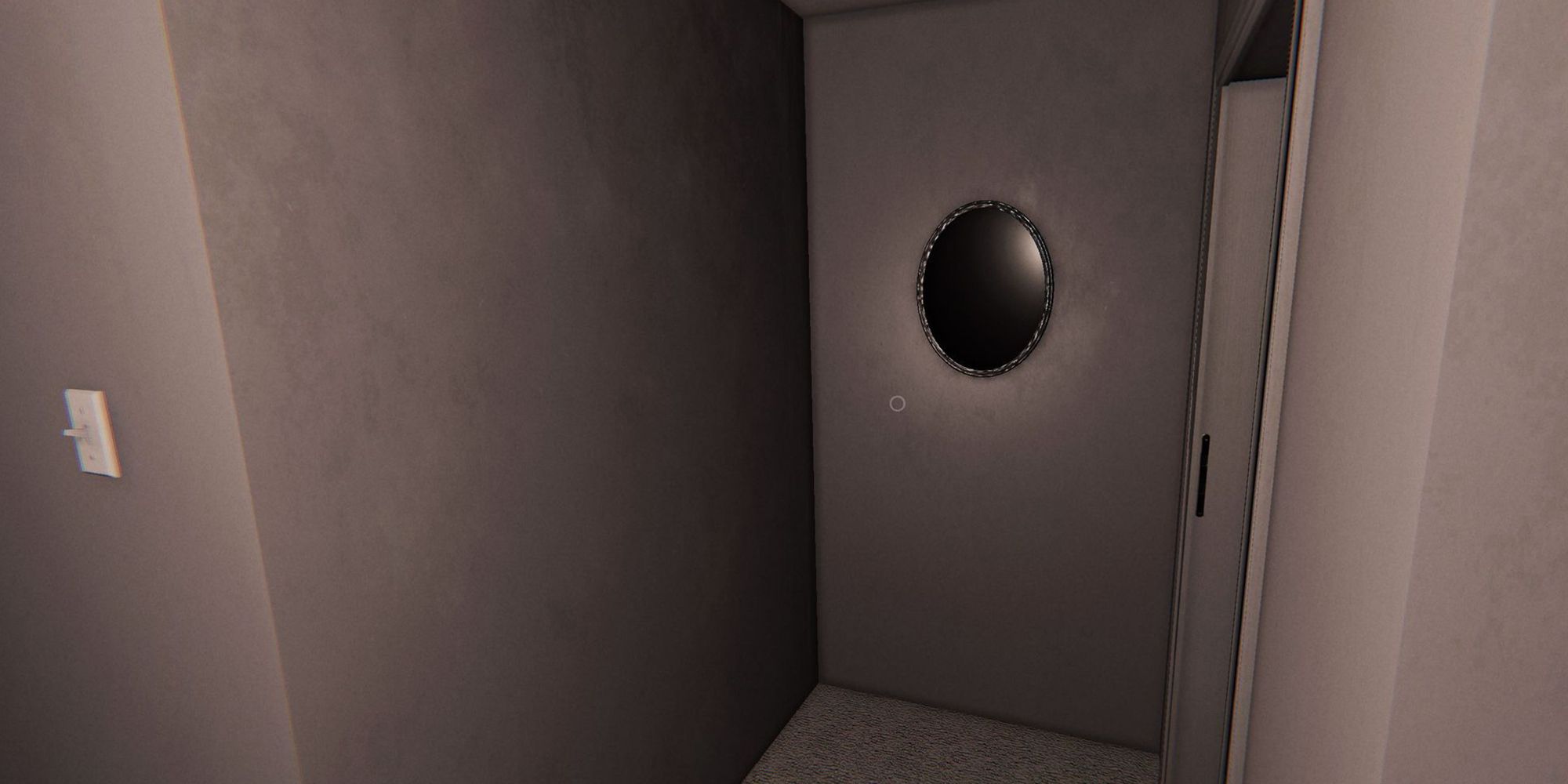 Image depicts the haunted mirror on the wall in Tanglewood Drive in Phasmophobia.