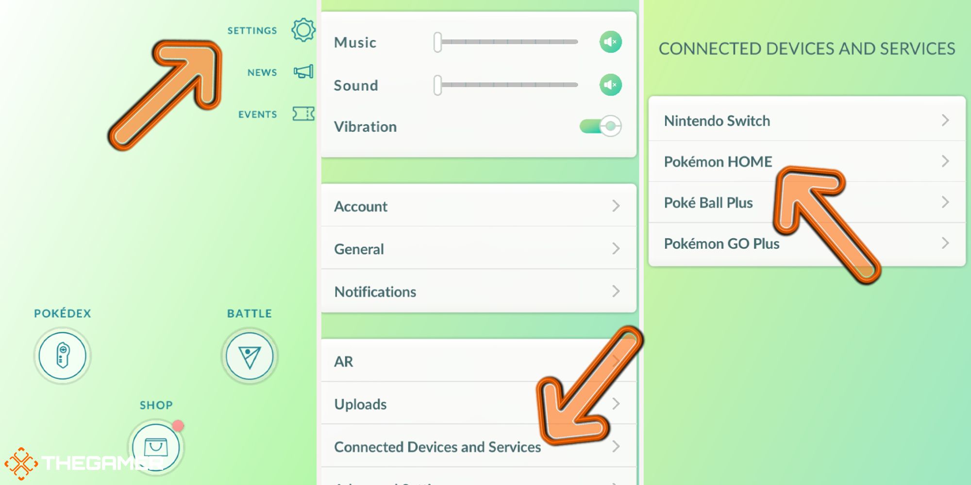 Pokemon Go - settings to reach Pokemon Home functionality