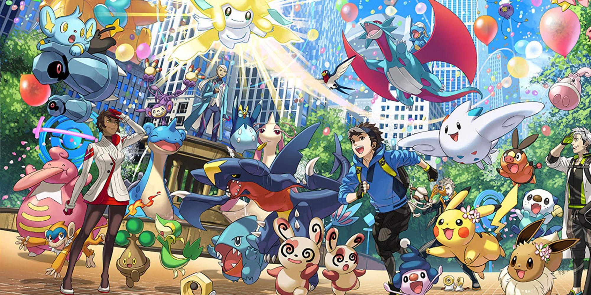 Pokemon Go trainer surrounded by loads of Pokemon-1