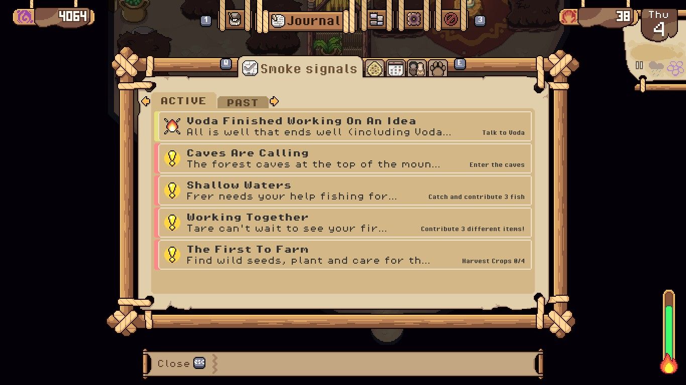 Quests menu showing a variety of quests.