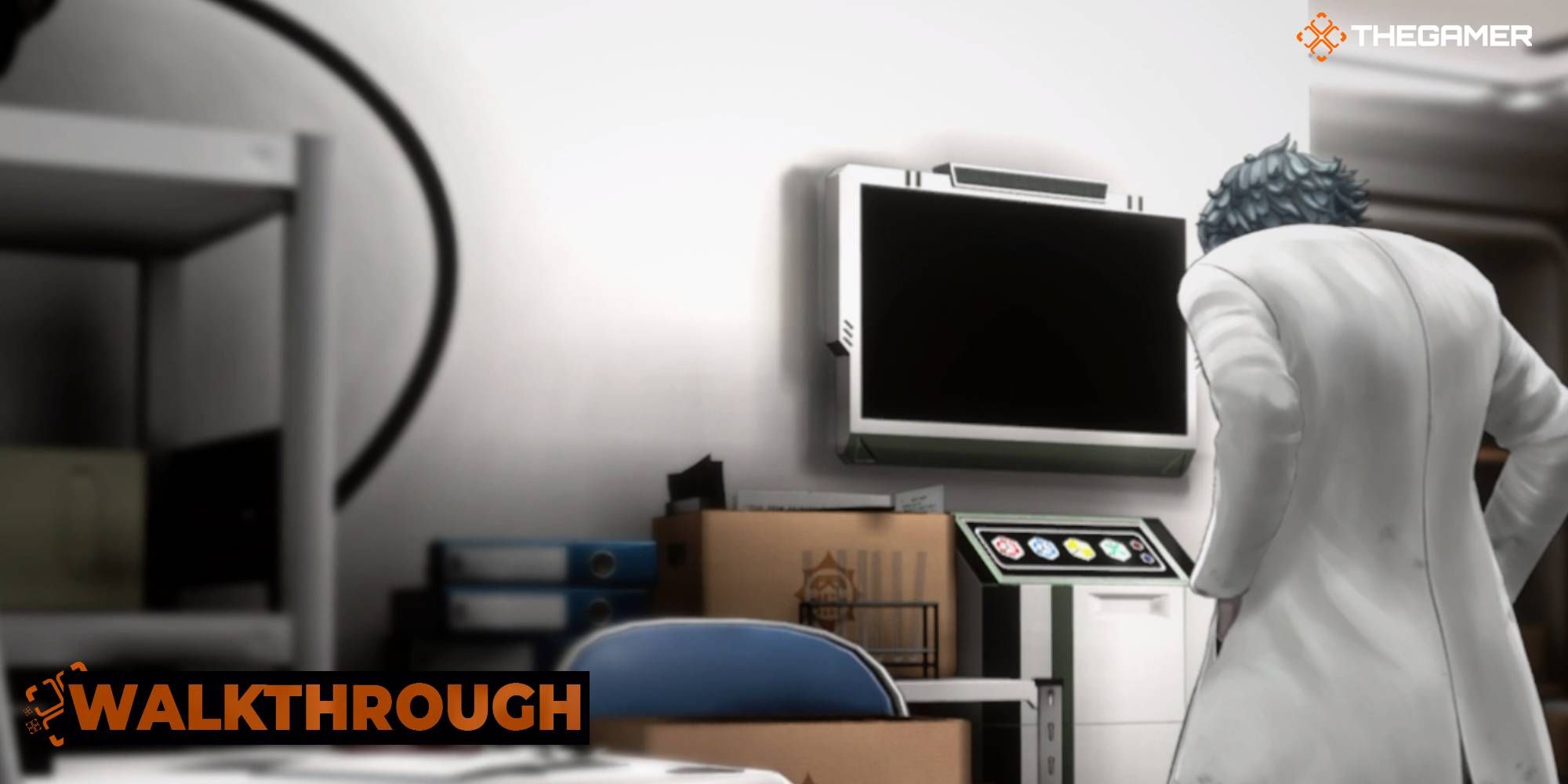 Doctor Guesca overlooks a computer terminal in Amaterasu Corporation's secret lab