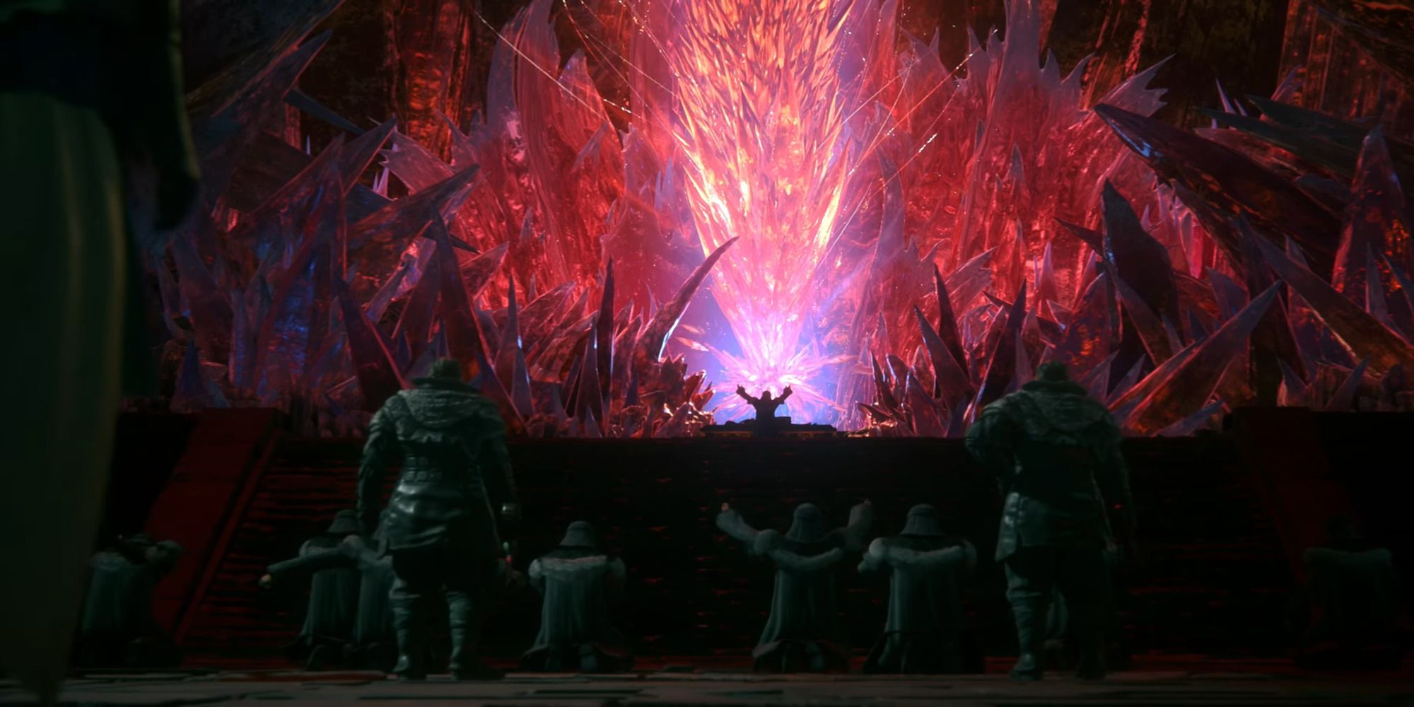 The Patriarch and his followers worshipping Drake's Breath from Final Fantasy 16