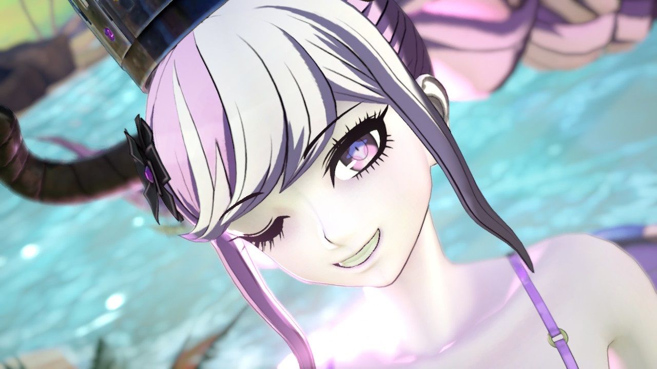 Shinigami smiling while in her Bikini in Master Detective Archives Rain Code.