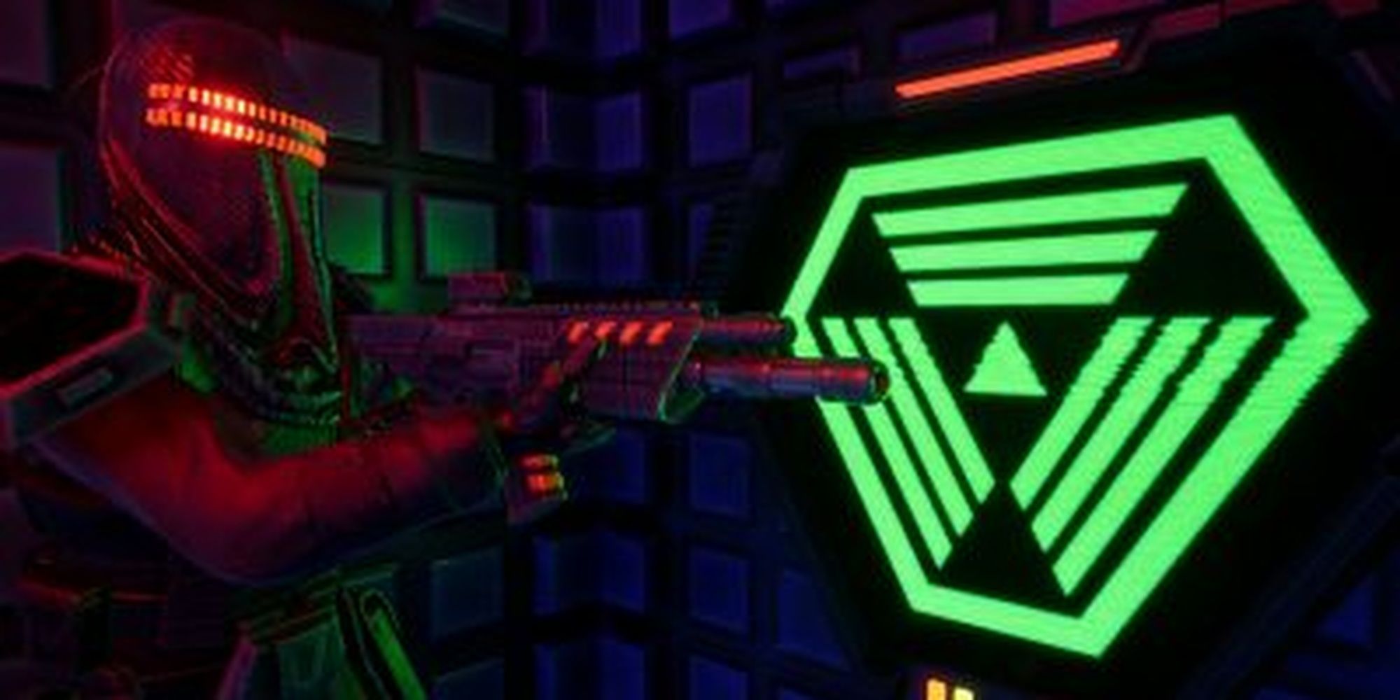 System Shock: An Assassin Cyborg And The TriOptimum Logo