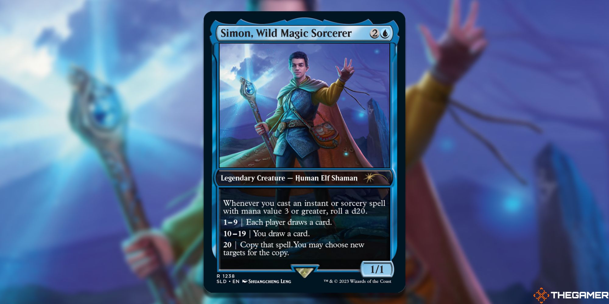 Image of the Simon, Wild Magic Sorcerer card in Magic: The Gathering, with art by Shuangcheng Leng