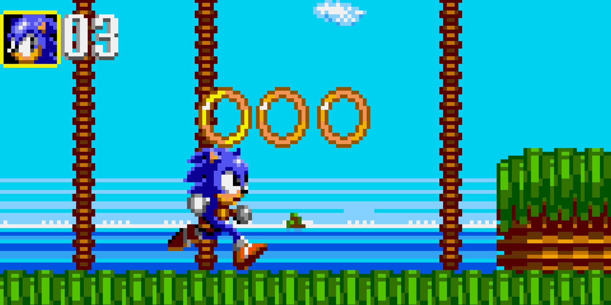 Sonic Triple Trouble: Sonic Running Through Great Turquoise Zone