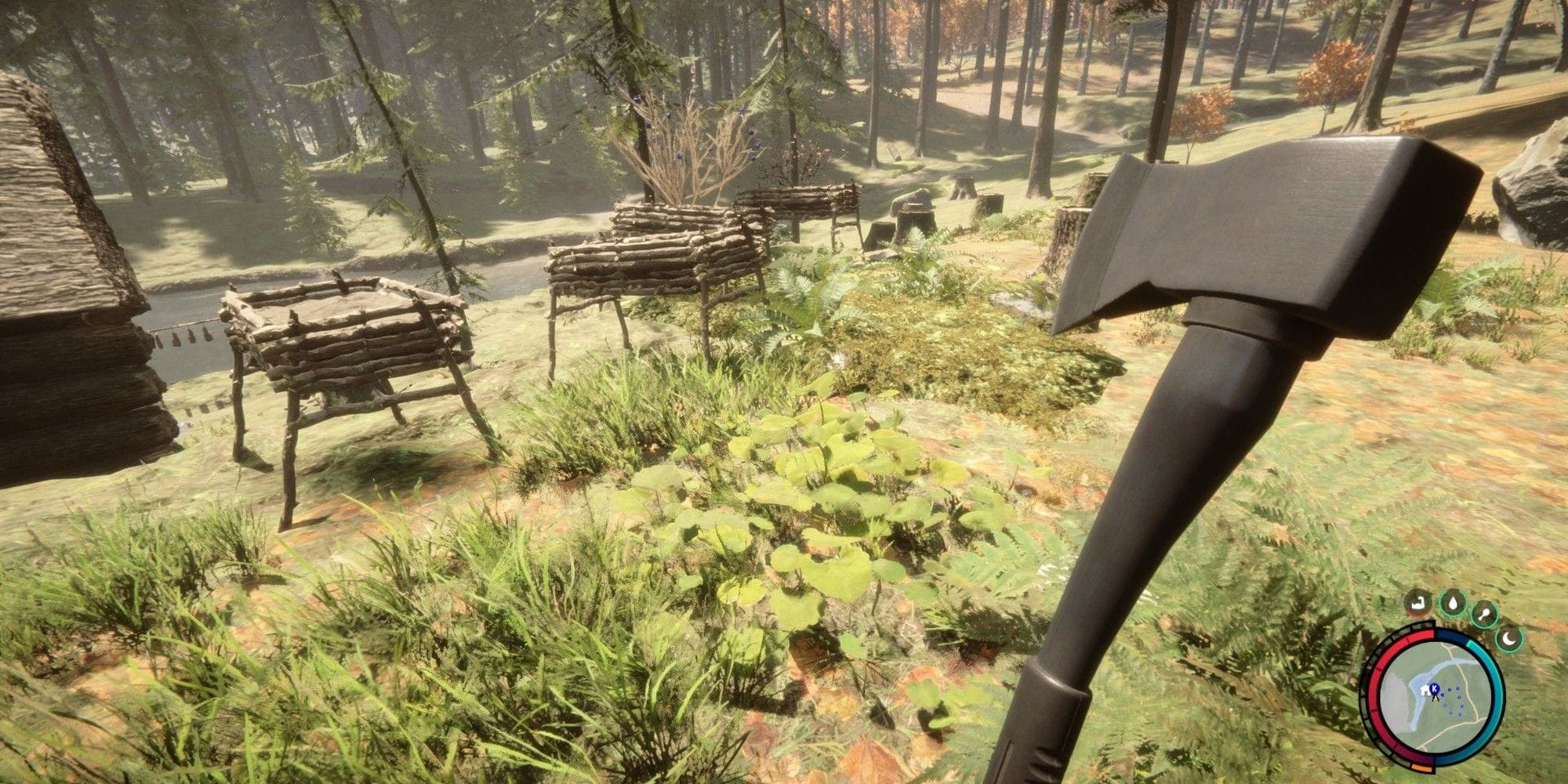 Sons Of The Forest: A Basic Farm Setup In A Settlement
