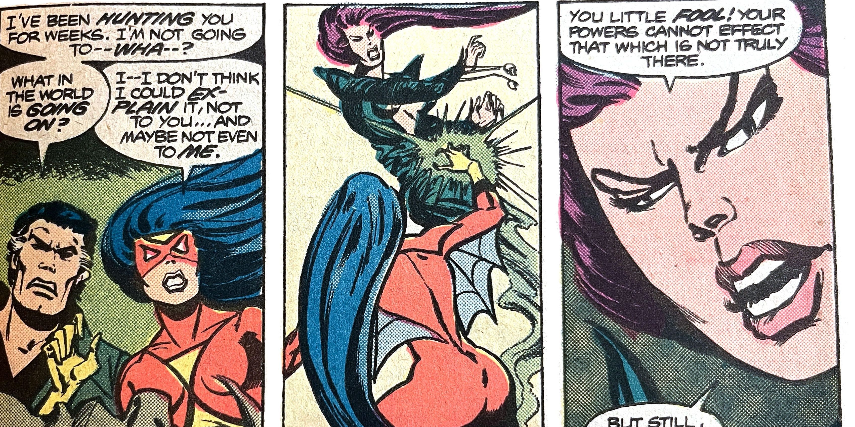 Spider-Woman morgan le fey comic panels