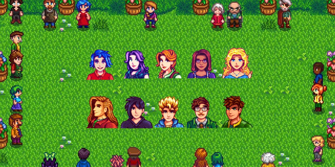 The dating options from Stardew Valley