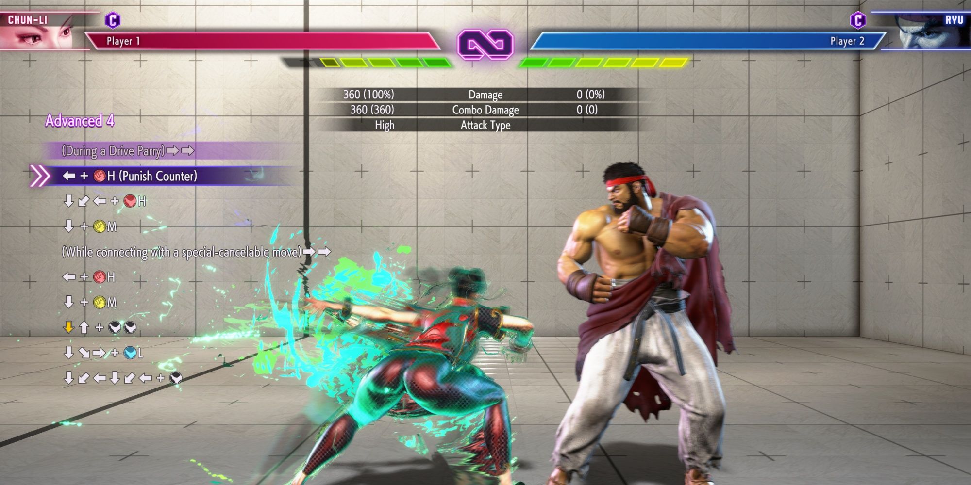 An image of Chun-Li tackling her Fourth Advanced Combo Trial in Street Fighter 6