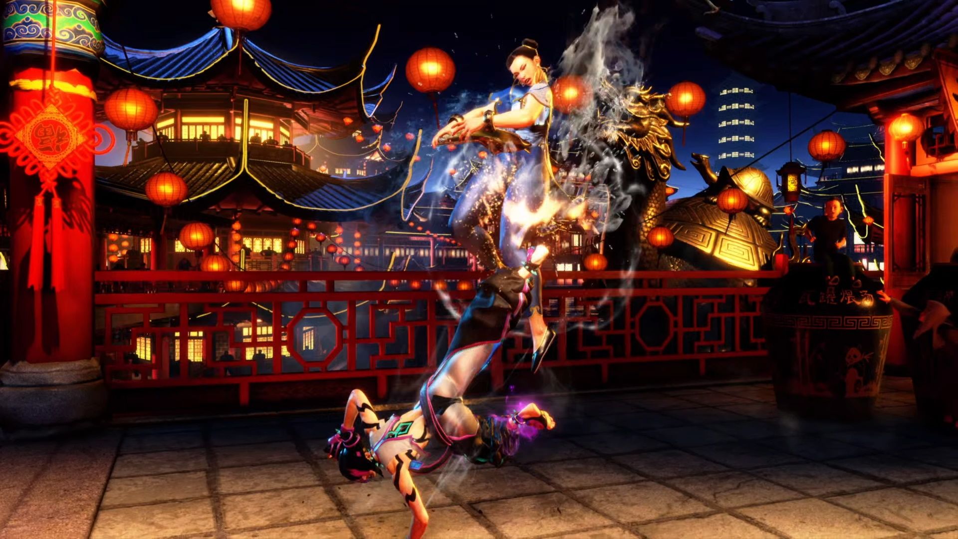 Street Fighter 6, Juri Guide, Juri kicking Chun-Li out of the air