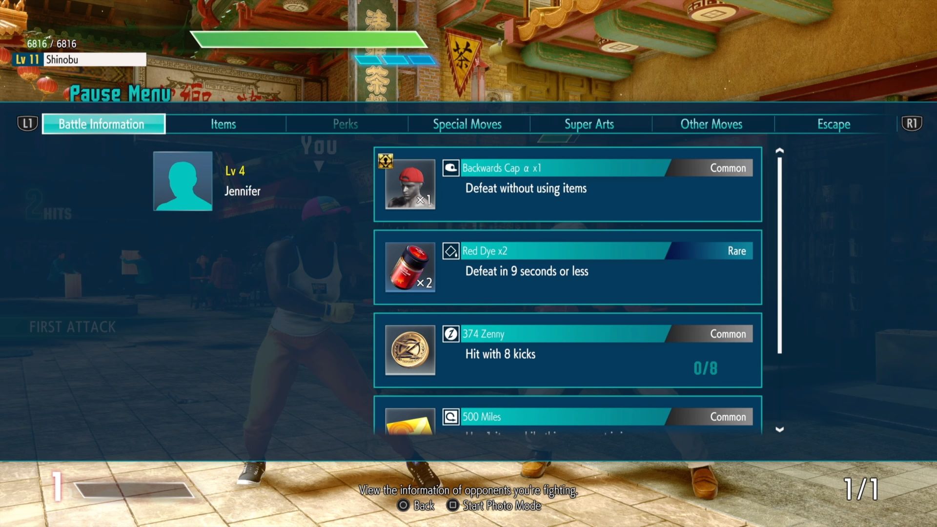 Street Fighter 6, World Tour Chapter 2, Finding the backward cap item on random Avatars