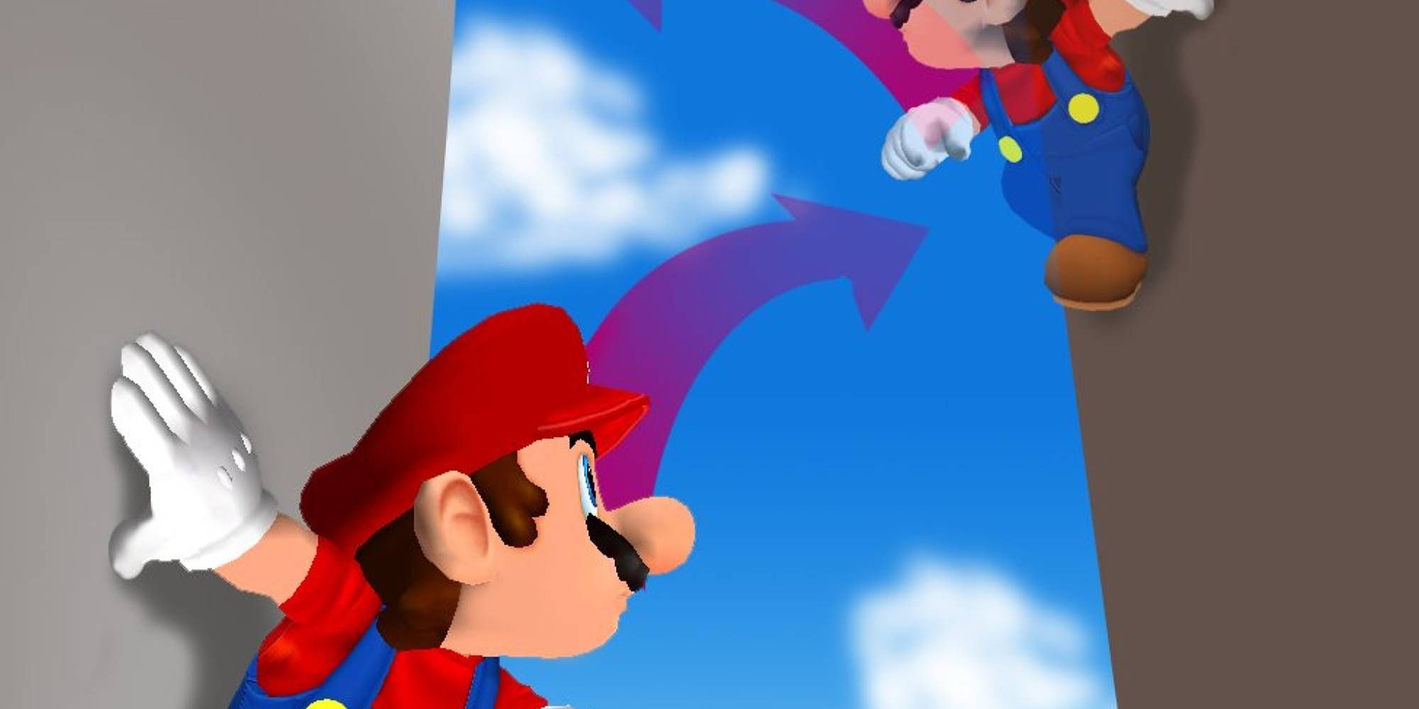 Super Mario from Nintendo 64 performing a wall jump