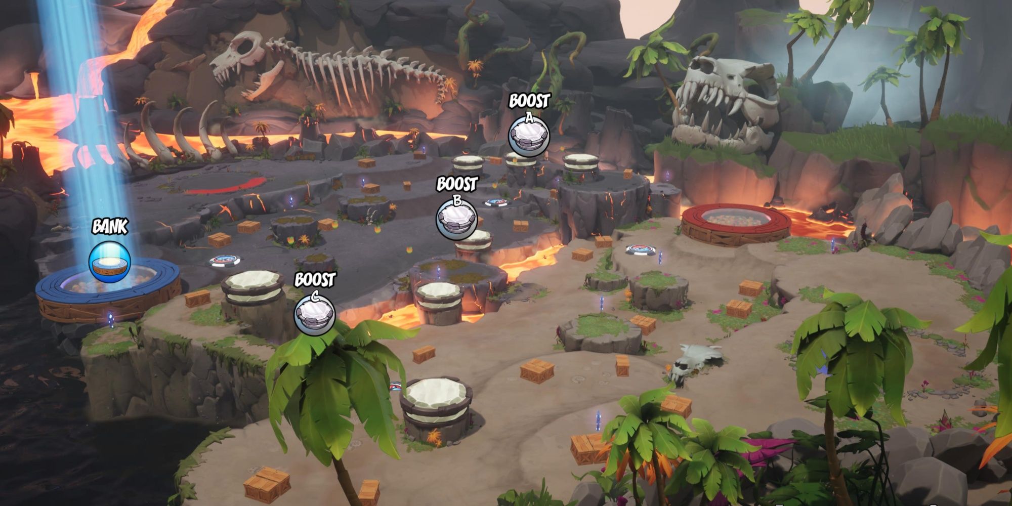 A panoramic view of Tar Valley, a map from Crash Team Rumble