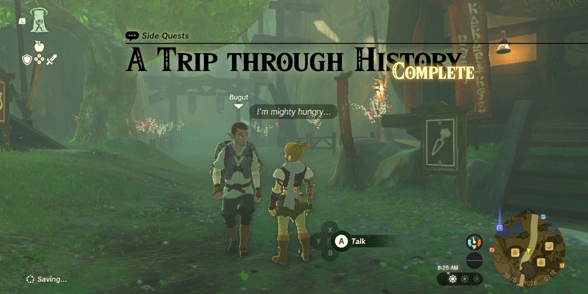 Link completes the quest he received from the traveler Bugut.