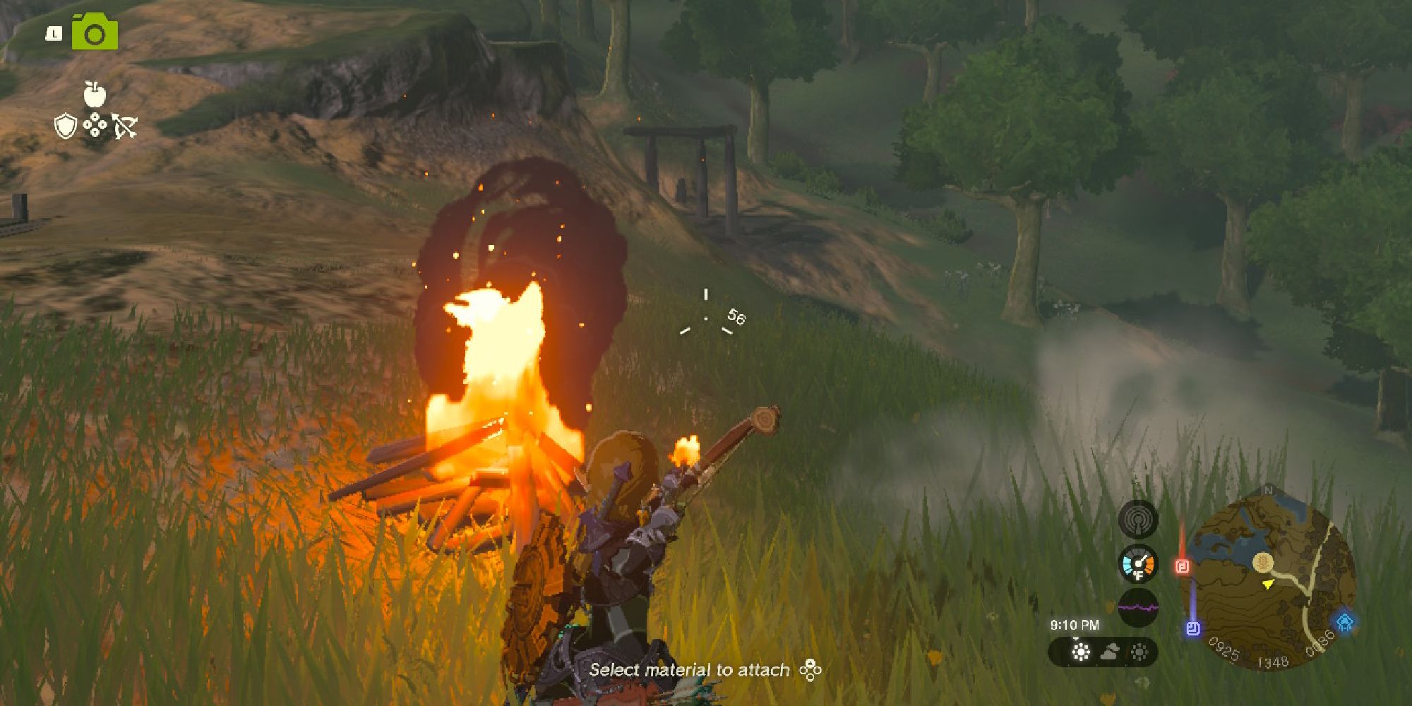 tears of the kingdom fire arrow with campfire next to link