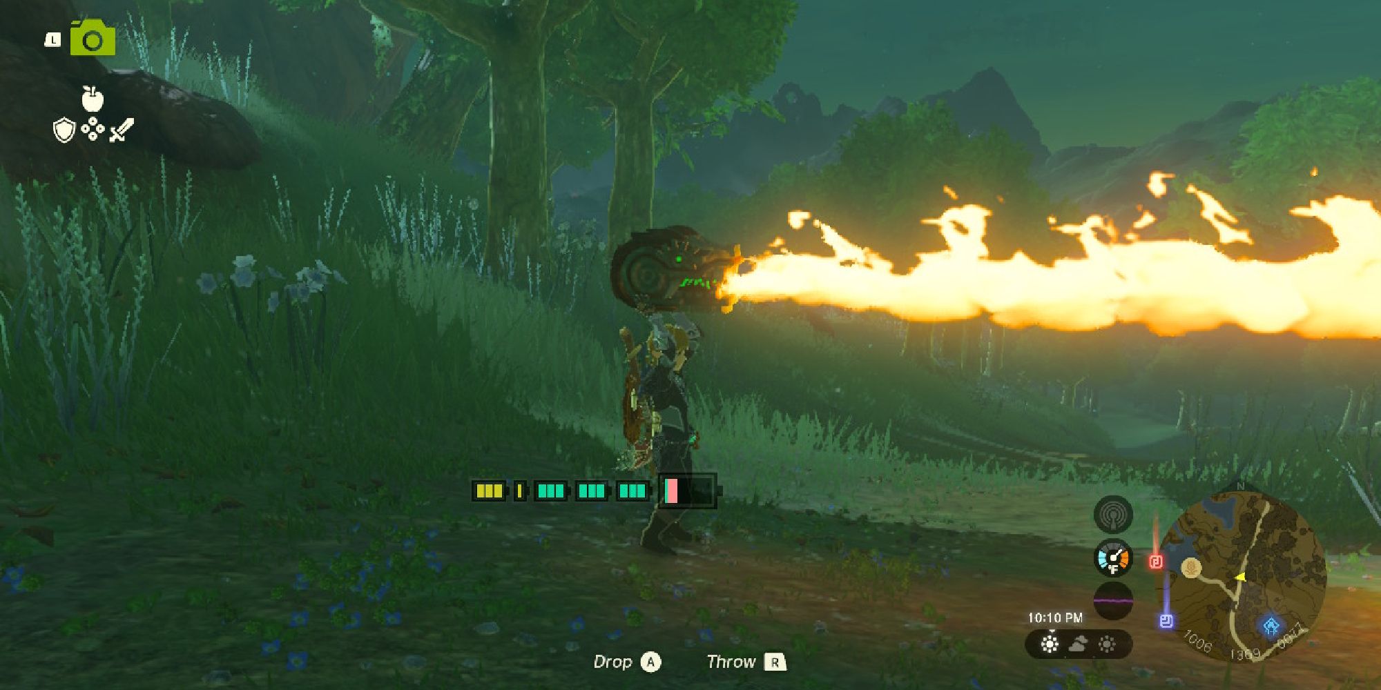 tears of the kingdom link holding a flame emitter