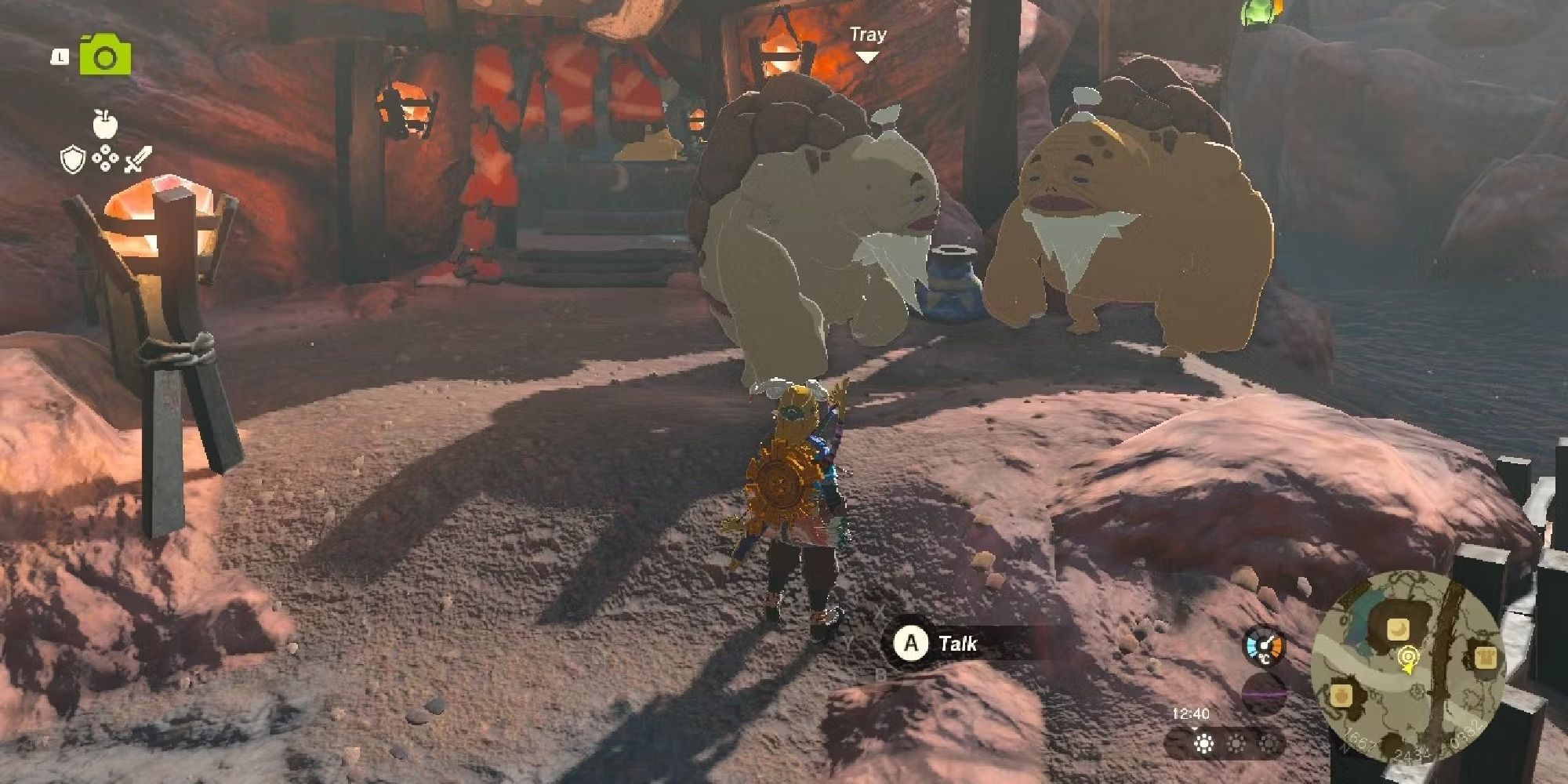 Link in front of Tray and Volcon in The Legend of Zelda Tears of the Kingdom